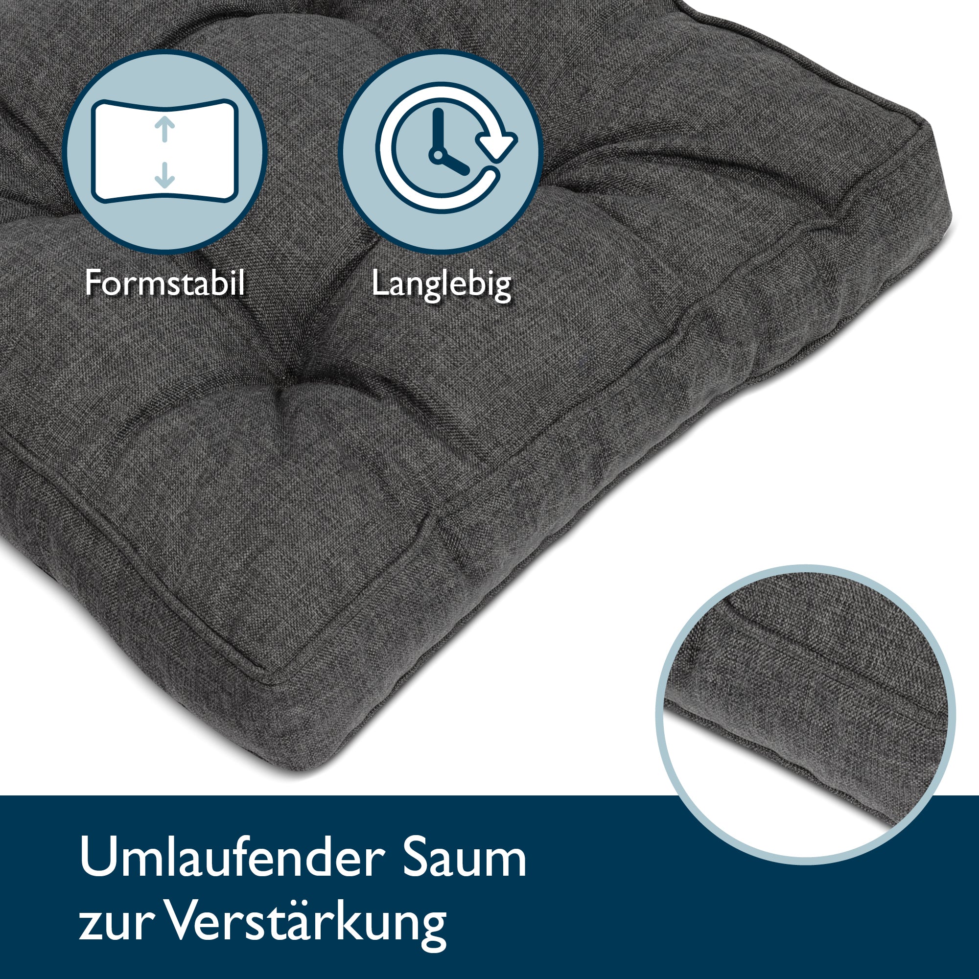 Beautissu Outdoor Lounge Rückenkissen & Sitzkissen 10/12 cm dick Anthr