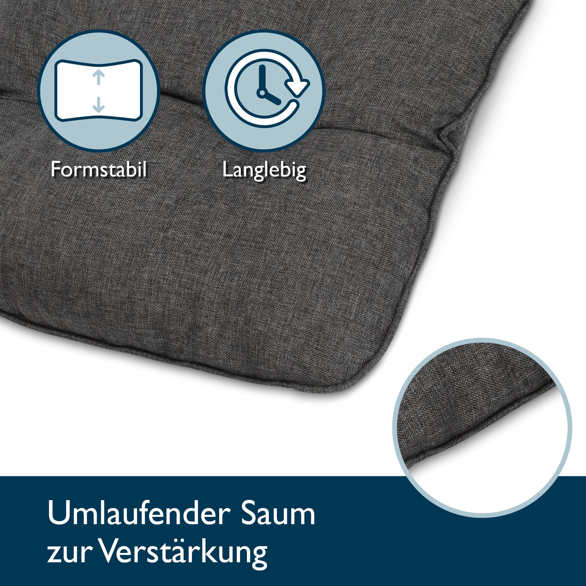 Beautissu Outdoor Lounge Rückenkissen & Sitzkissen 10/12 cm dick Anthr