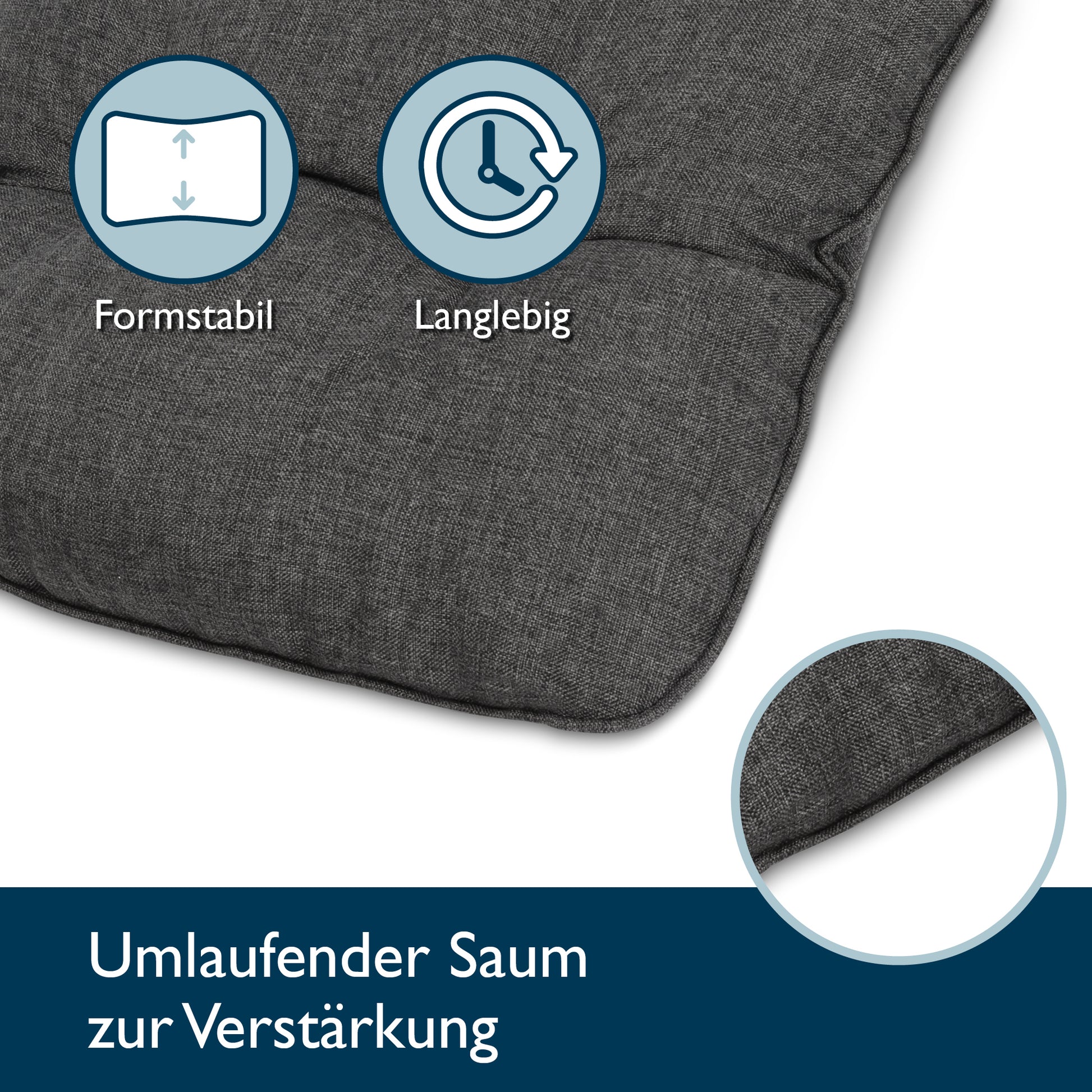 Beautissu Outdoor Lounge Rückenkissen & Sitzkissen 10/12 cm dick Anthr