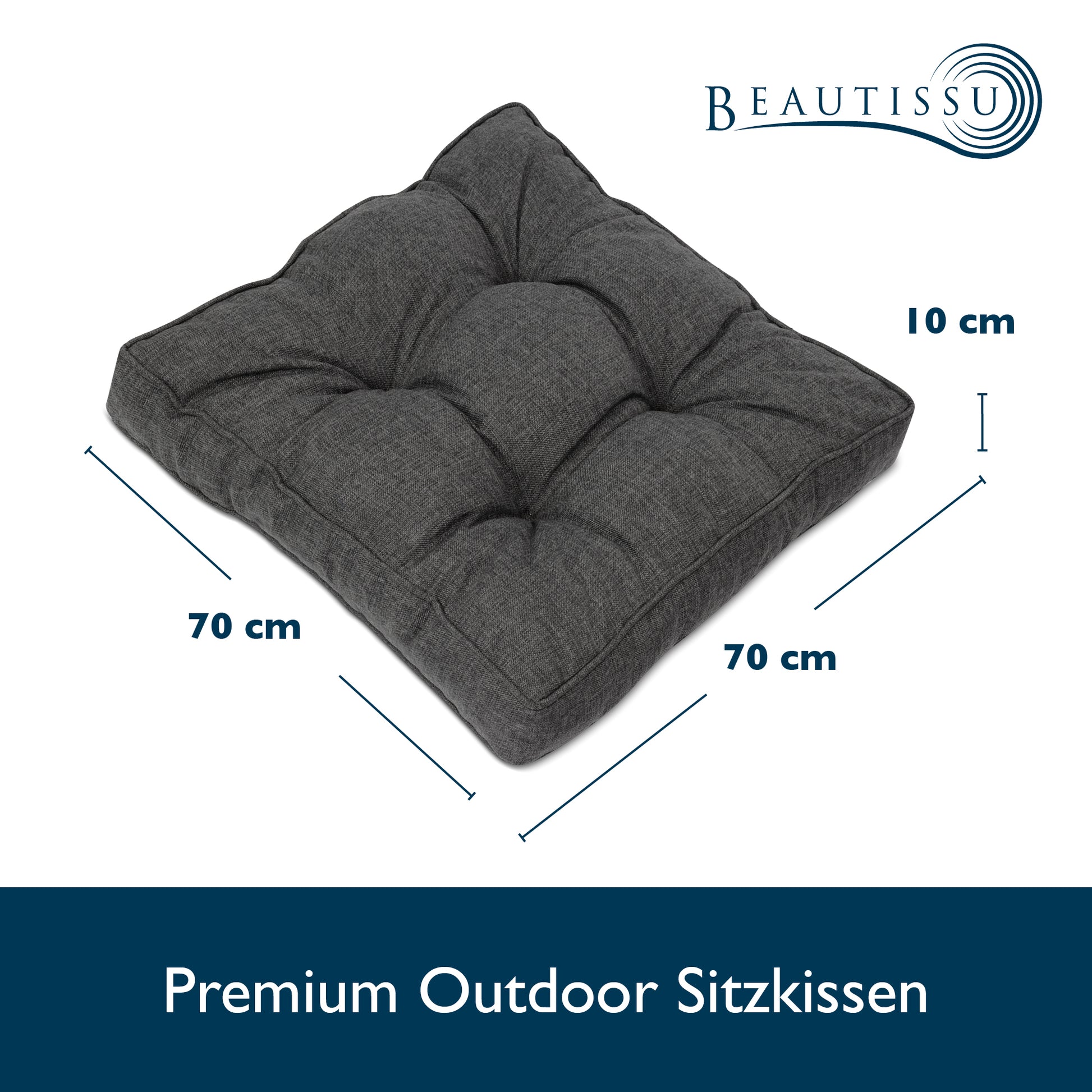 Beautissu Outdoor Lounge Rückenkissen & Sitzkissen 10/12 cm dick Anthr