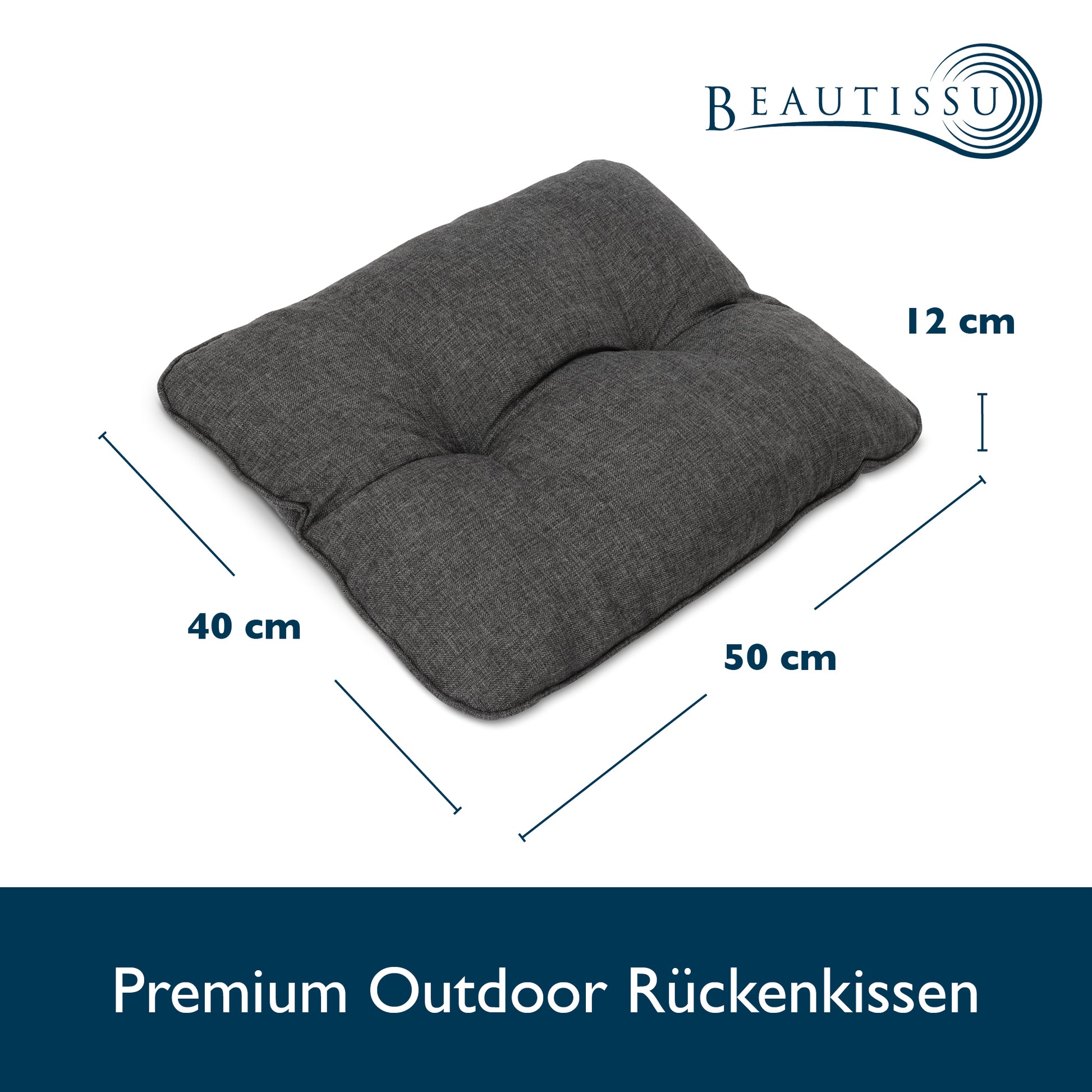 Beautissu Outdoor Lounge Rückenkissen & Sitzkissen 10/12 cm dick Anthr