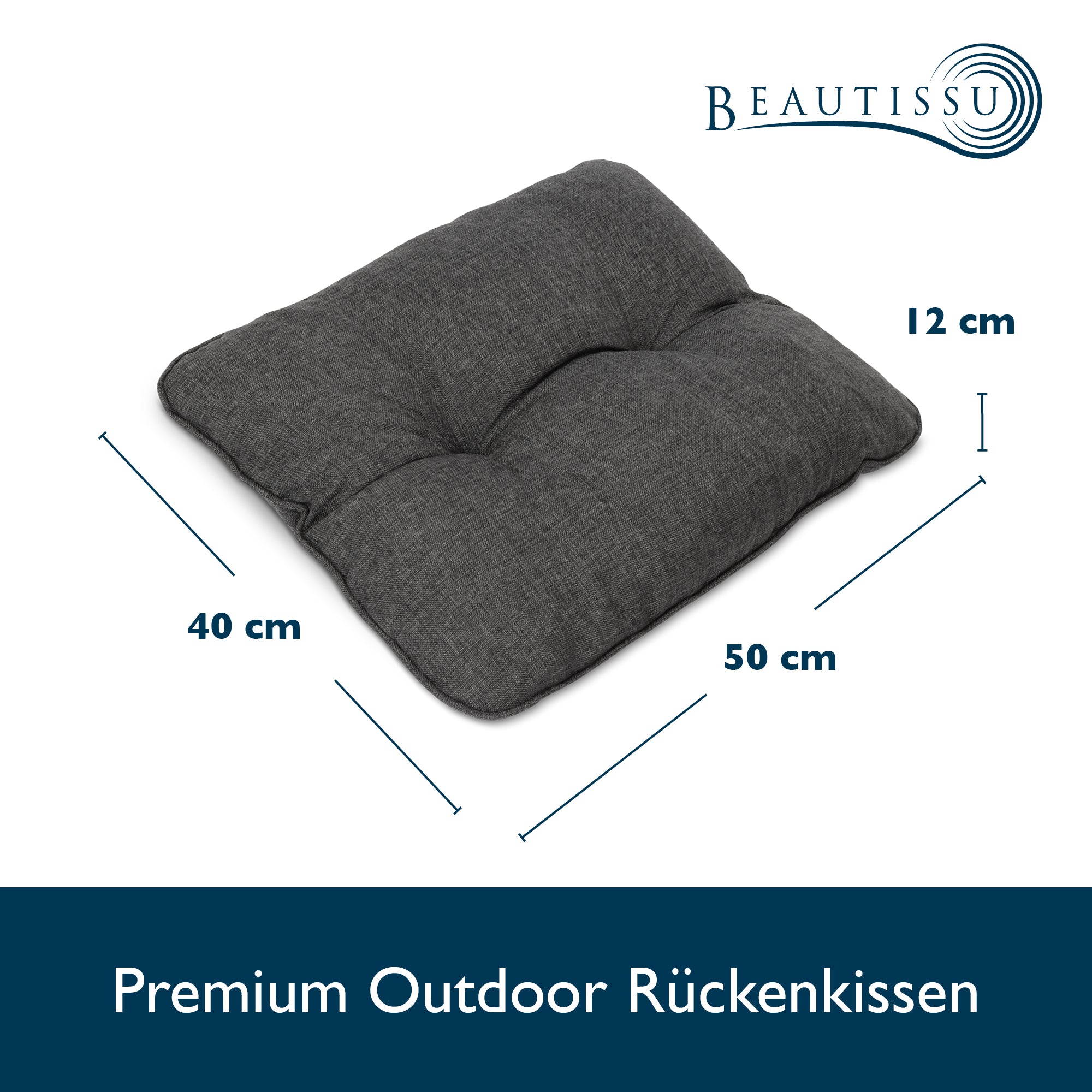 Beautissu Outdoor Lounge Rückenkissen & Sitzkissen 10/12 cm dick Anthr