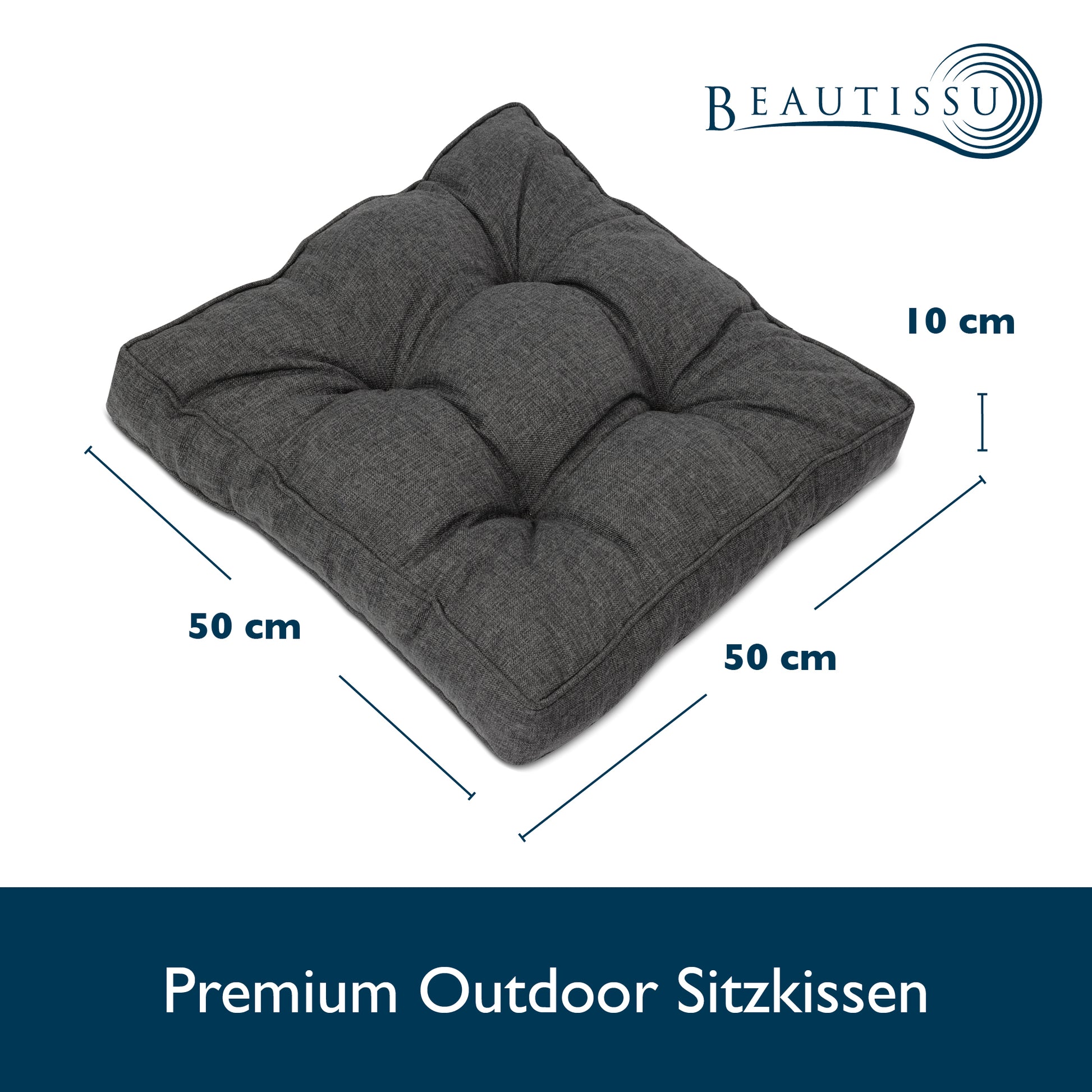 Beautissu Outdoor Lounge Rückenkissen & Sitzkissen 10/12 cm dick Anthr