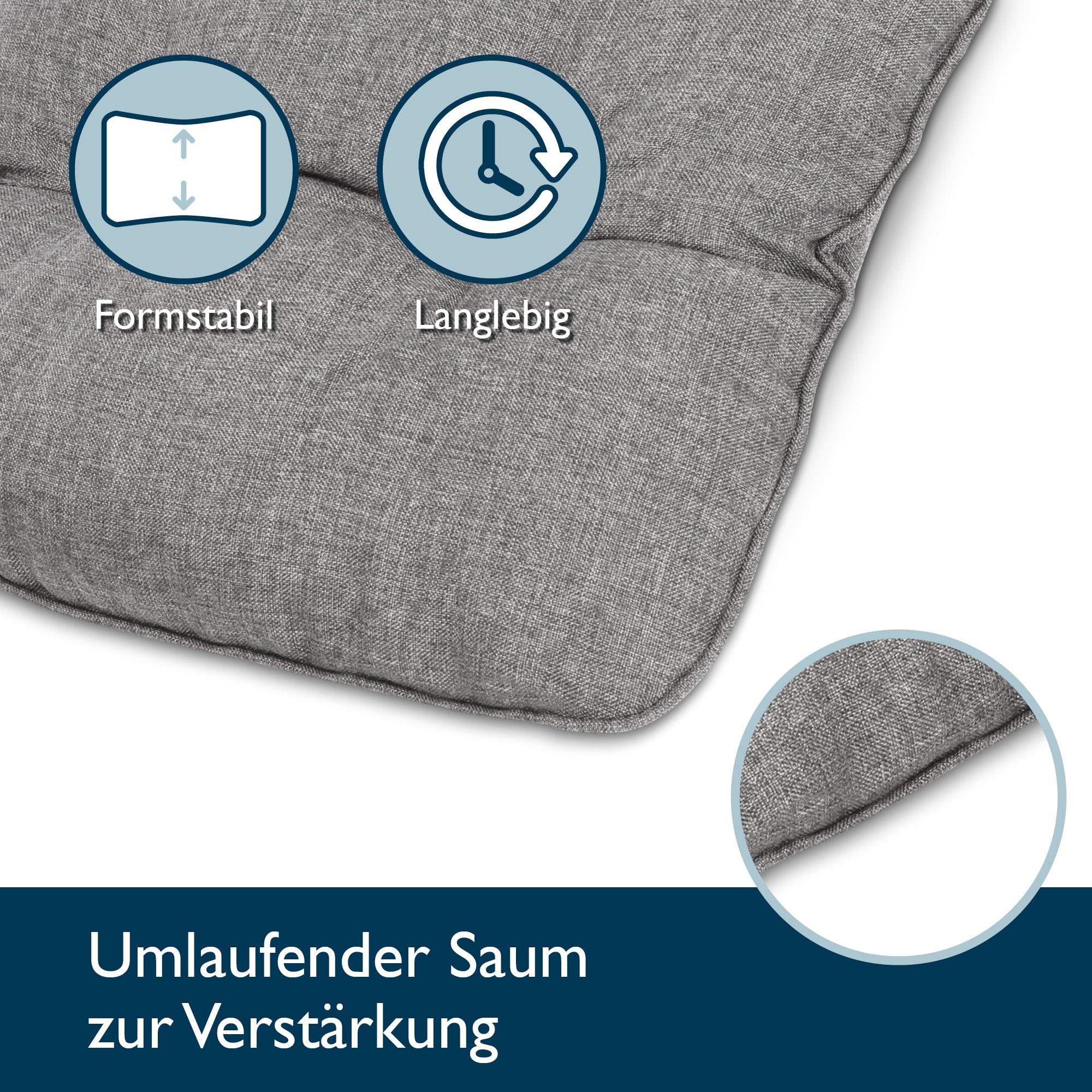 Beautissu Outdoor Lounge Rückenkissen & Sitzkissen 10/12 cm dick Hellg