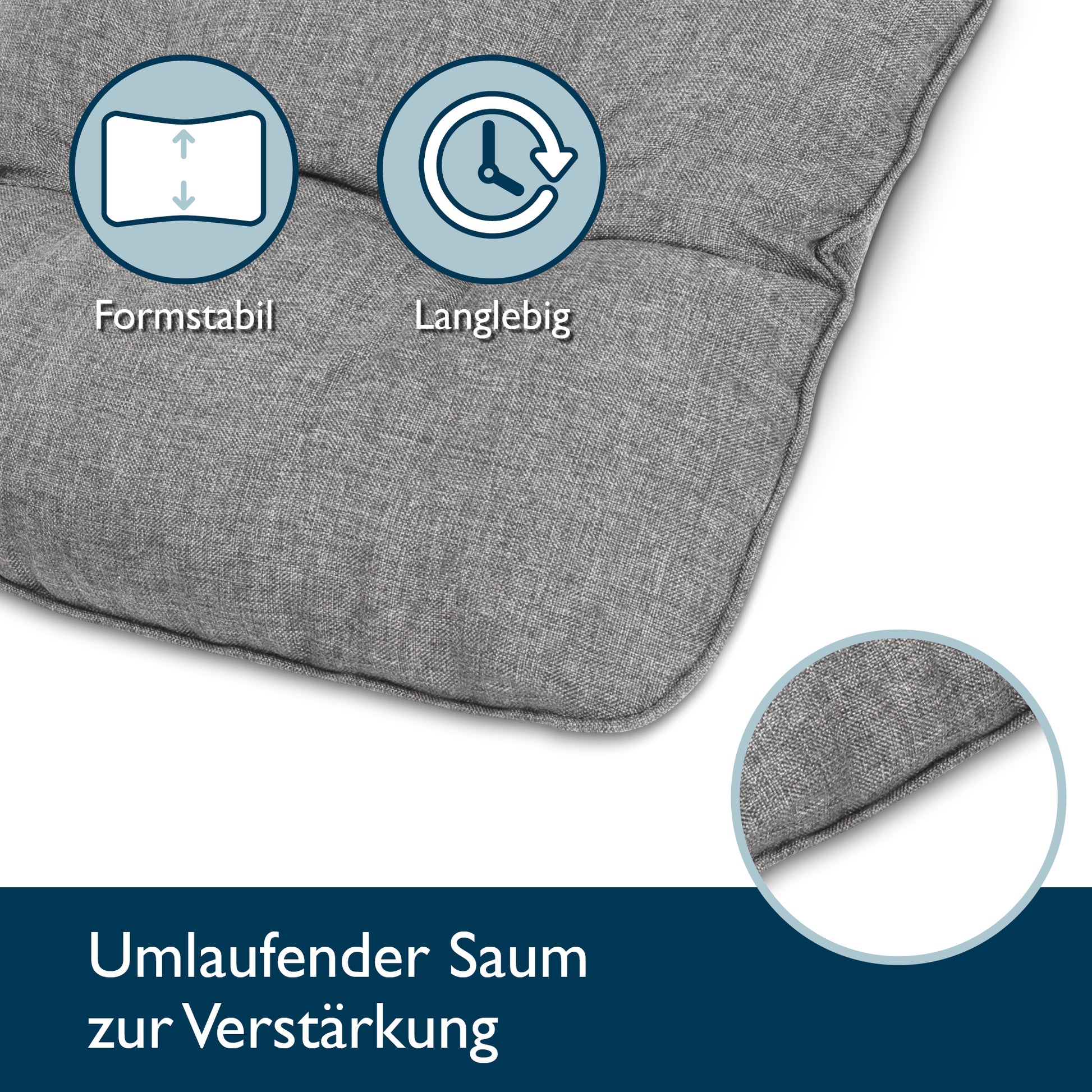 Beautissu Outdoor Lounge Rückenkissen & Sitzkissen 10/12 cm dick Hellg