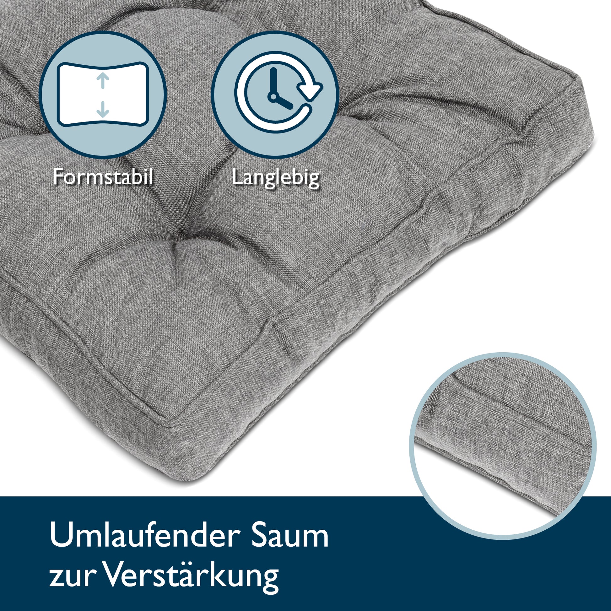 Beautissu Outdoor Lounge Rückenkissen & Sitzkissen 10/12 cm dick Hellg