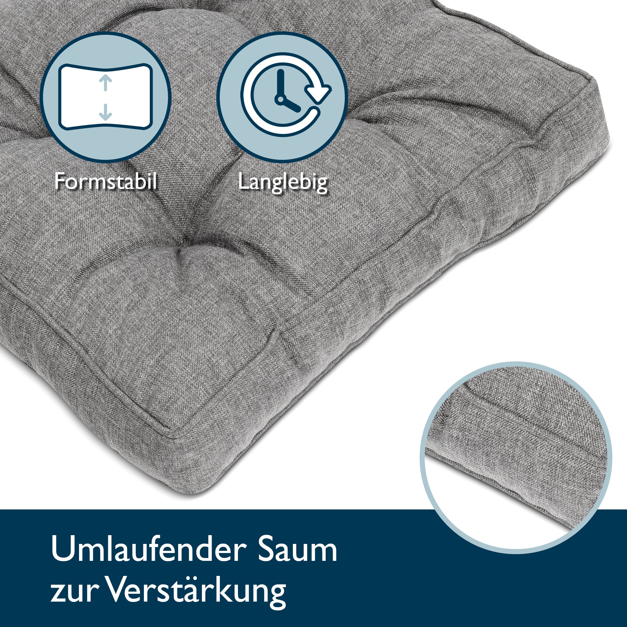 Beautissu Outdoor Lounge Rückenkissen & Sitzkissen 10/12 cm dick Hellg