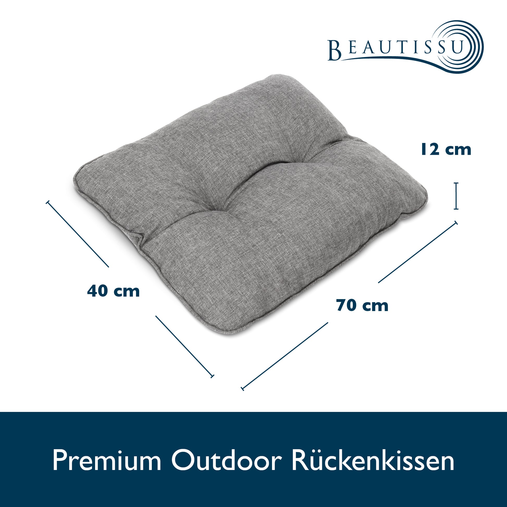 Beautissu Outdoor Lounge Rückenkissen & Sitzkissen 10/12 cm dick Hellg