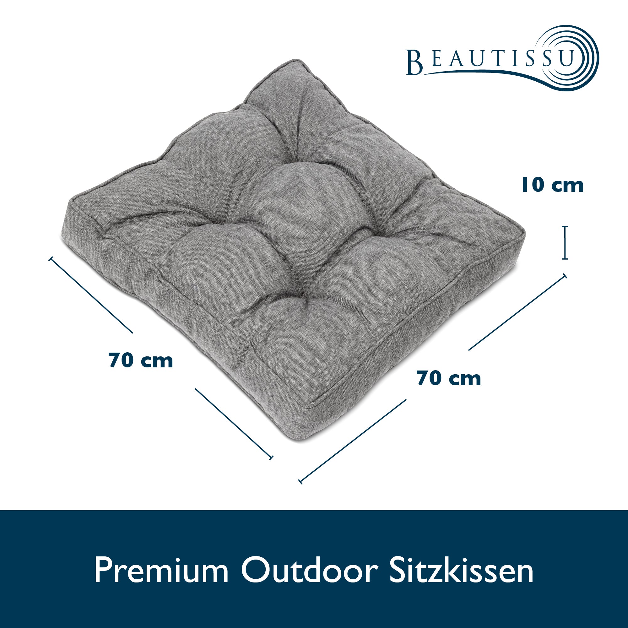 Beautissu Outdoor Lounge Rückenkissen & Sitzkissen 10/12 cm dick Hellg