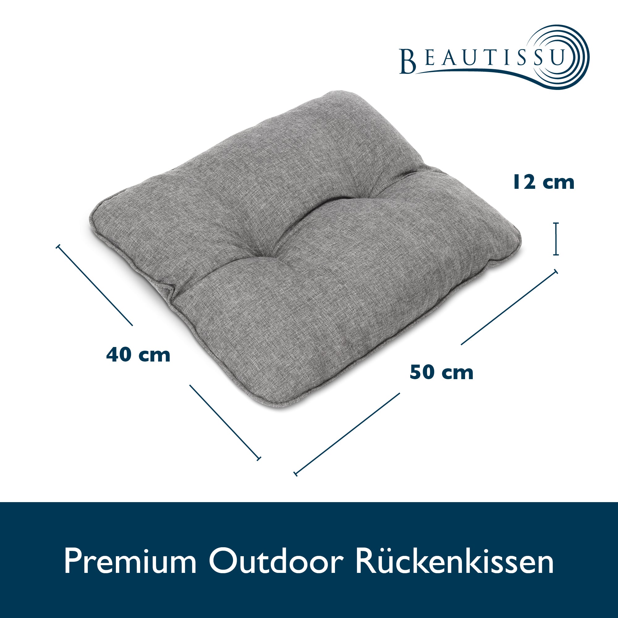 Beautissu Outdoor Lounge Rückenkissen & Sitzkissen 10/12 cm dick Hellg