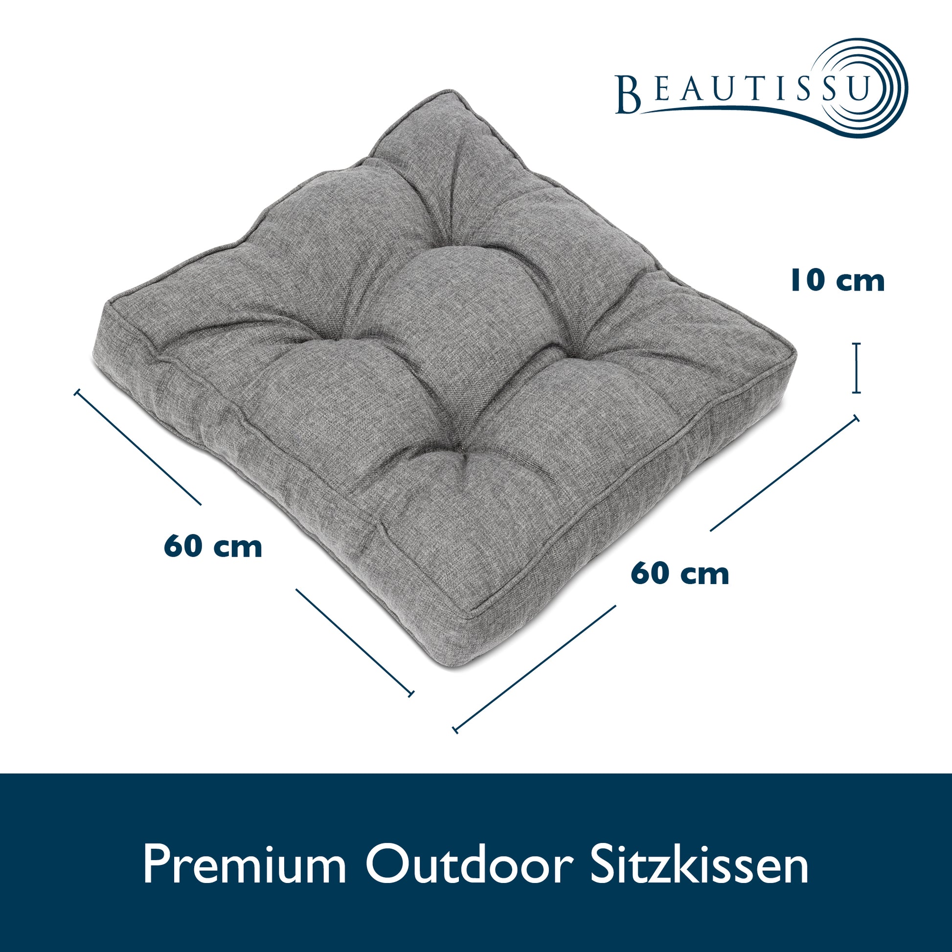 Beautissu Outdoor Lounge Rückenkissen & Sitzkissen 10/12 cm dick Hellg