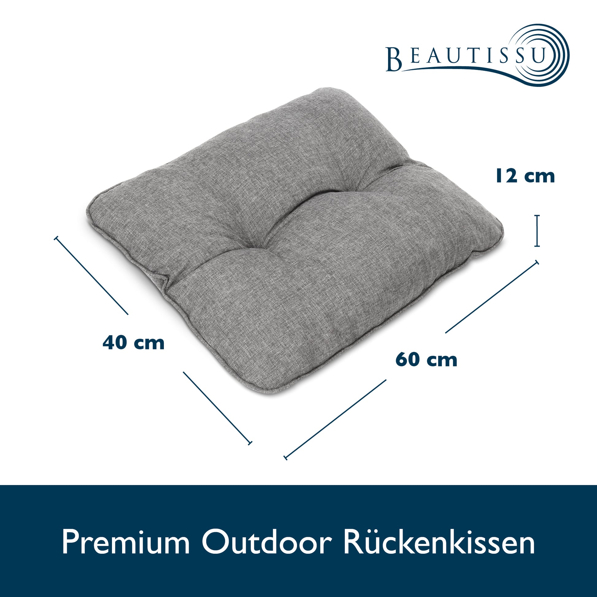 Beautissu Outdoor Lounge Rückenkissen & Sitzkissen 10/12 cm dick Hellg