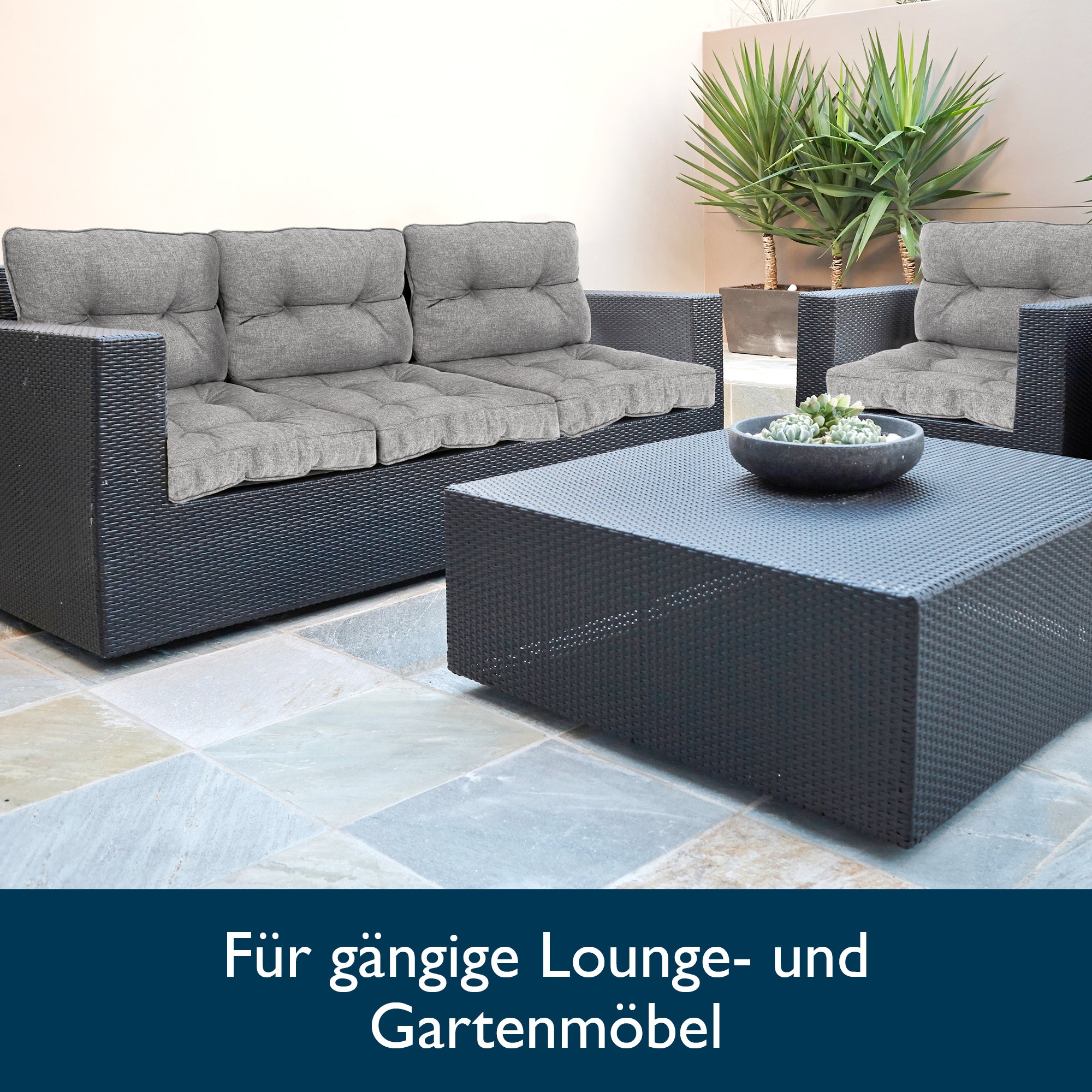 Beautissu Outdoor Lounge Rückenkissen & Sitzkissen 10/12 cm dick Hellg