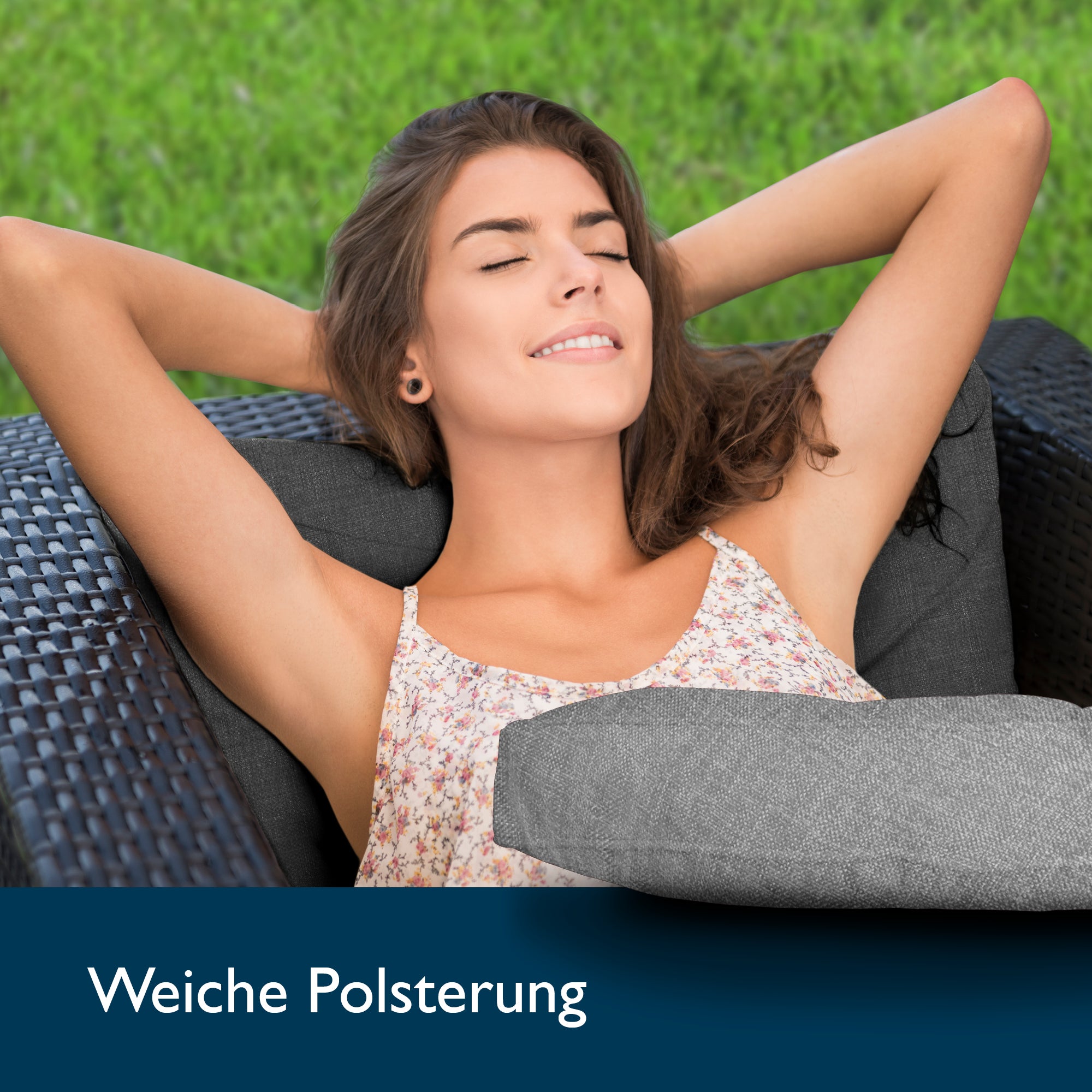 Beautissu Outdoor Lounge Rückenkissen & Sitzkissen 10/12 cm dick Hellg