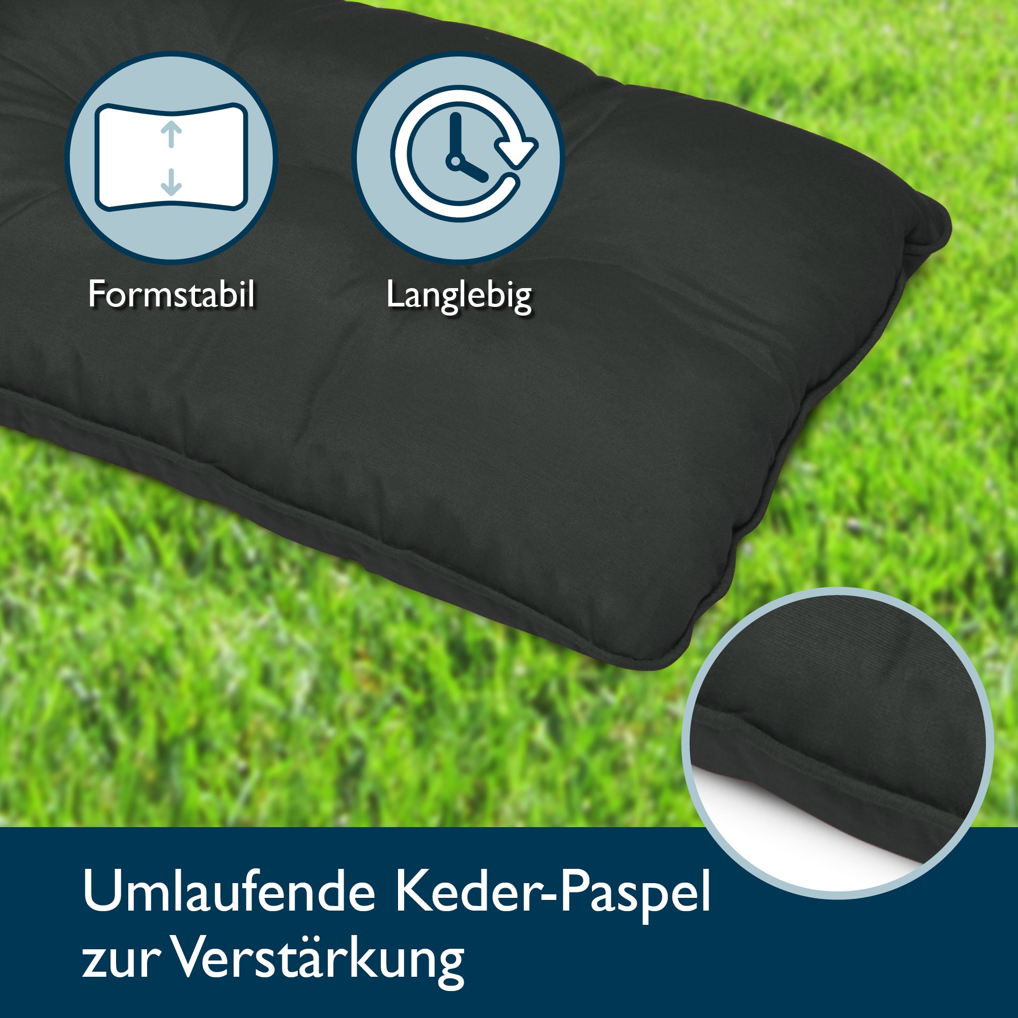 Beautissu Outdoor Lounge Rückenkissen & Sitzkissen 10/12 cm dick Anthr