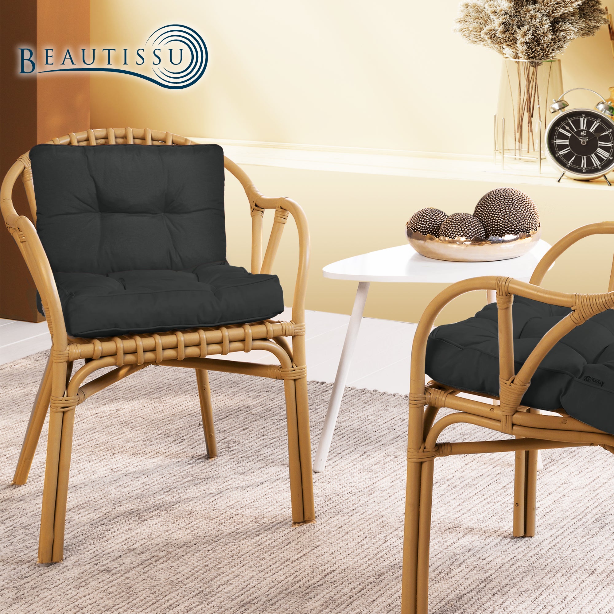 Beautissu Outdoor Lounge Rückenkissen & Sitzkissen 10/12 cm dick Anthr