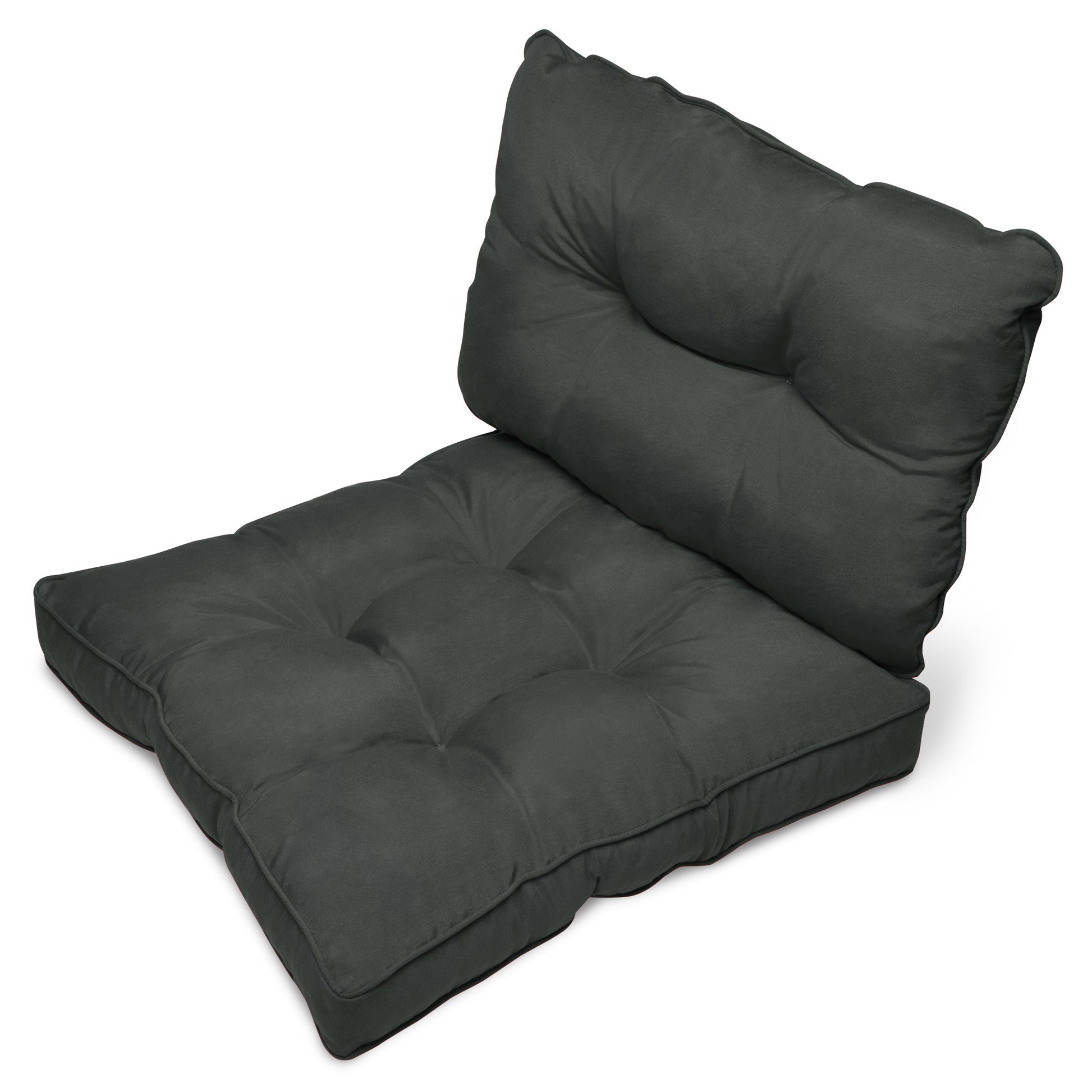 Beautissu Outdoor Lounge Rückenkissen & Sitzkissen 10/12 cm dick Anthr