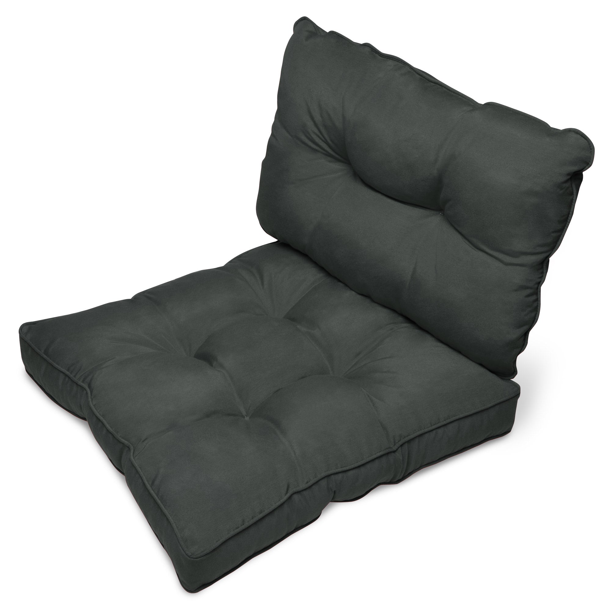 Beautissu Outdoor Lounge Rückenkissen & Sitzkissen 10/12 cm dick Anthr