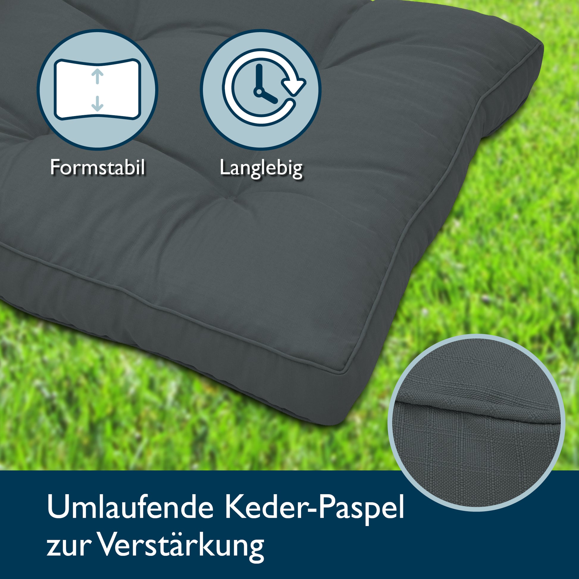 Beautissu Outdoor Lounge Rückenkissen & Sitzkissen 10/12 cm dick Anthr