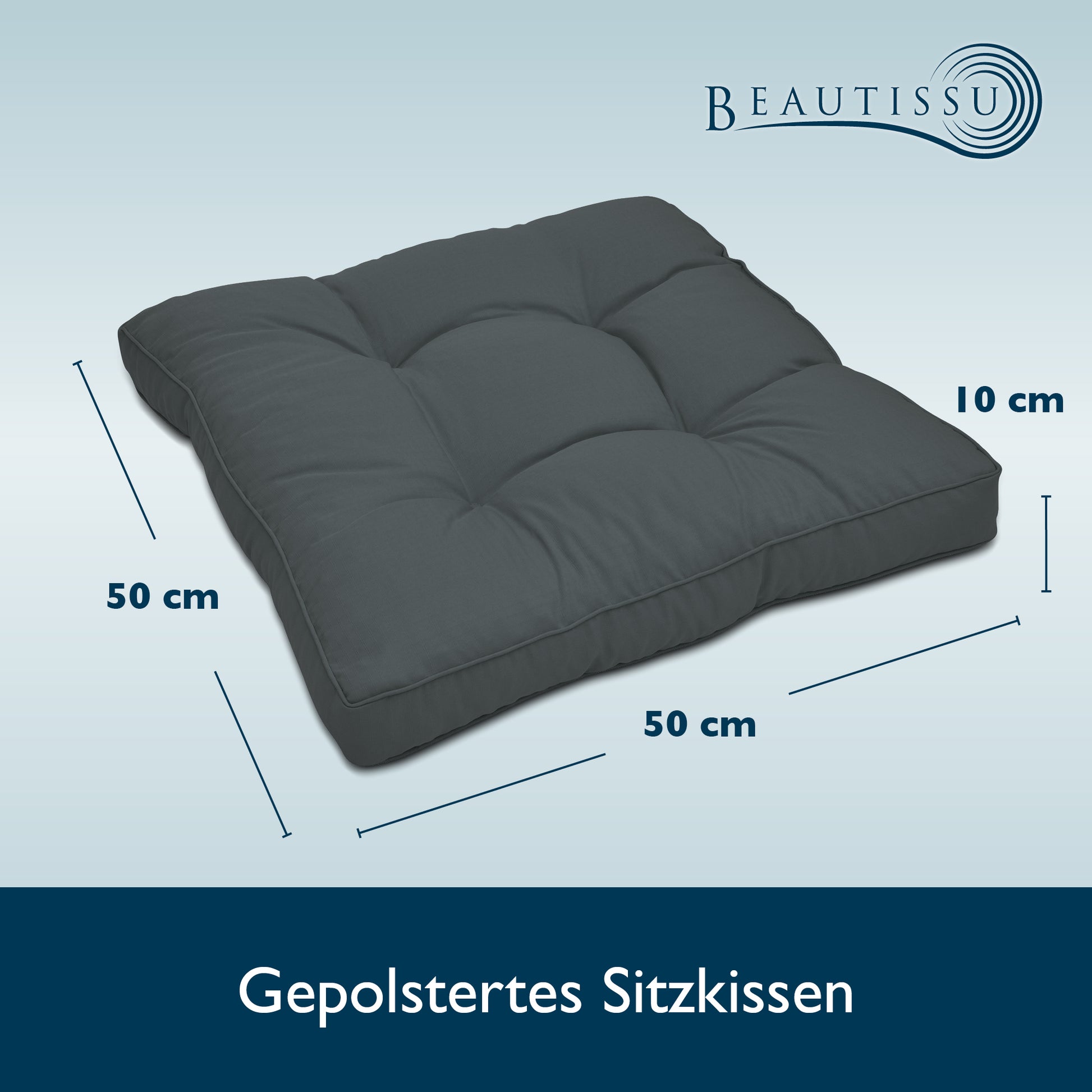 Beautissu Outdoor Lounge Rückenkissen & Sitzkissen 10/12 cm dick Anthr