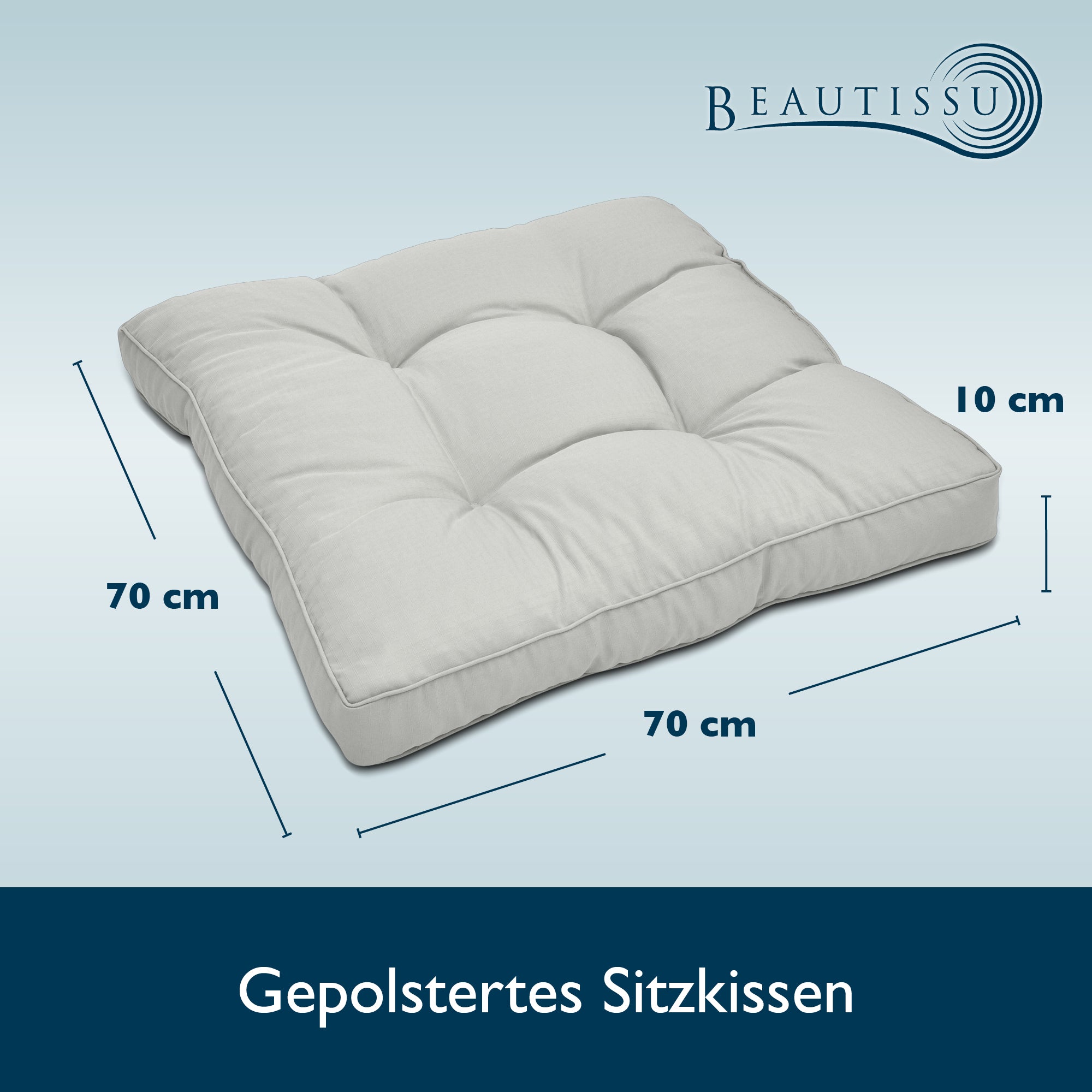 Beautissu Outdoor Lounge Rückenkissen & Sitzkissen 10/12 cm dick Hellg