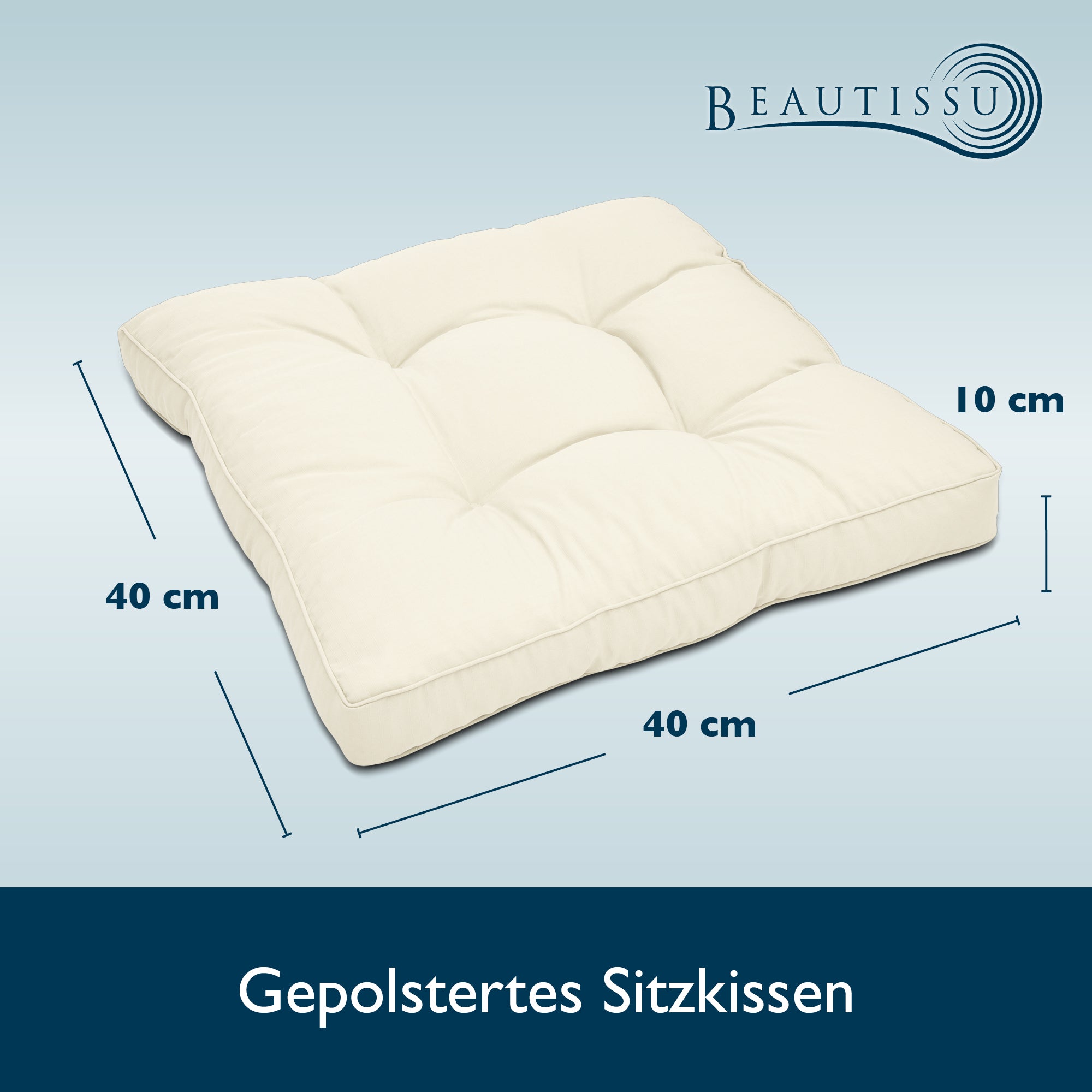 Beautissu Outdoor Lounge Rückenkissen & Sitzkissen 10/12 cm dick Natur