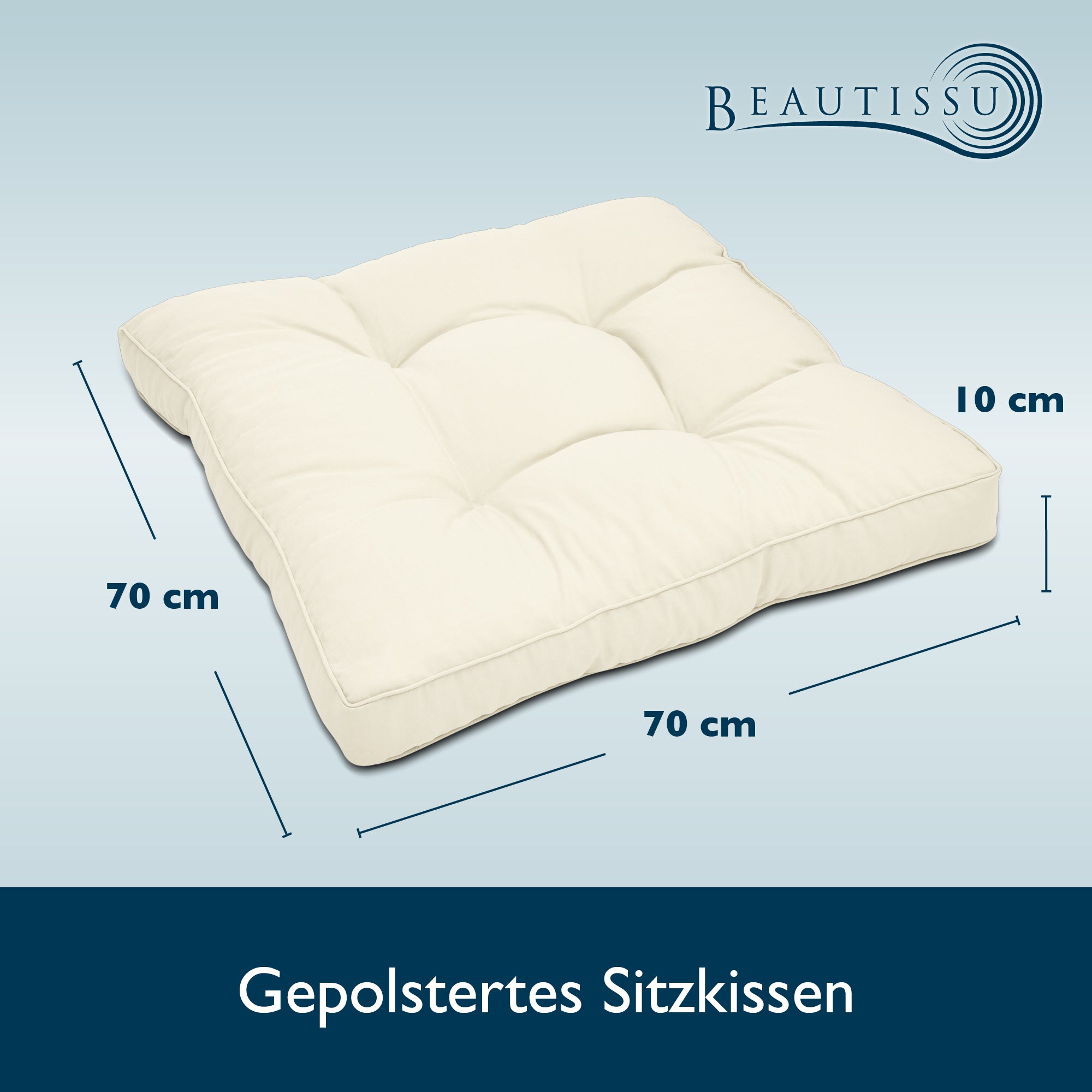 Beautissu Outdoor Lounge Rückenkissen & Sitzkissen 10/12 cm dick Natur