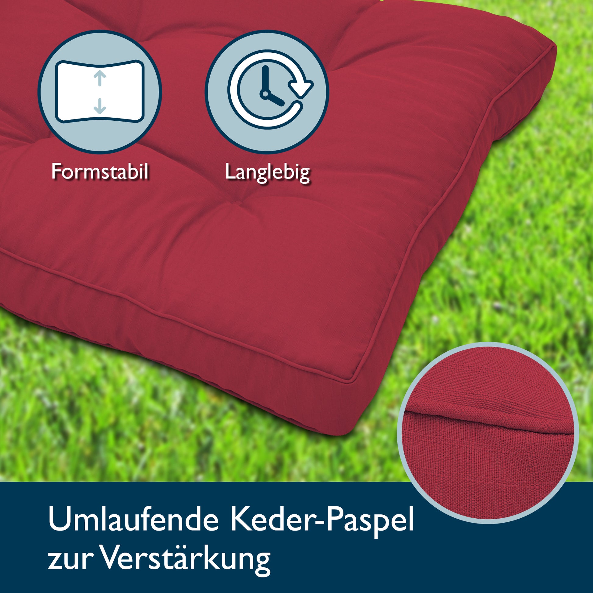 Beautissu Outdoor Lounge Rückenkissen & Sitzkissen 10/12 cm dick Rot –