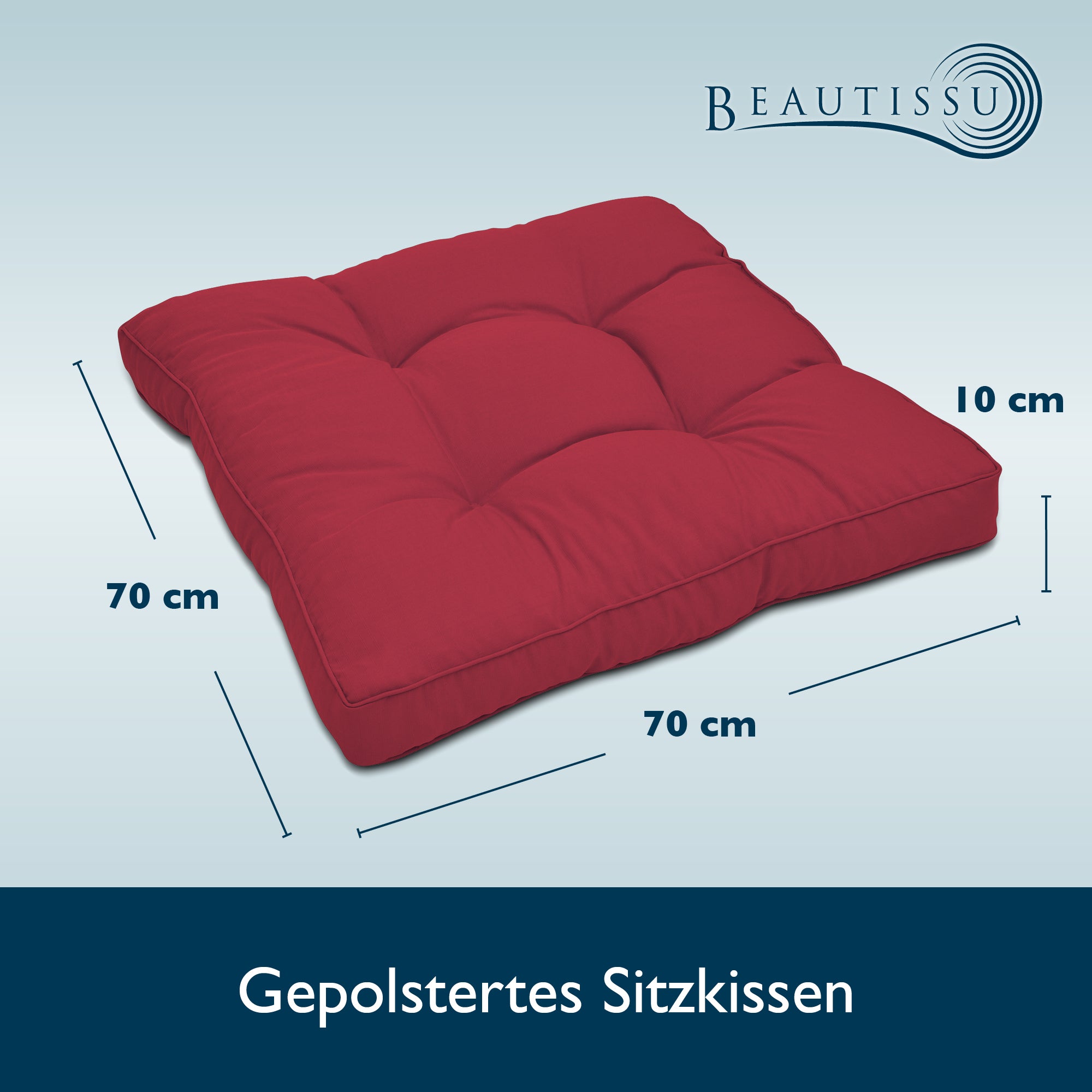 Beautissu Outdoor Lounge Rückenkissen & Sitzkissen 10/12 cm dick Rot –