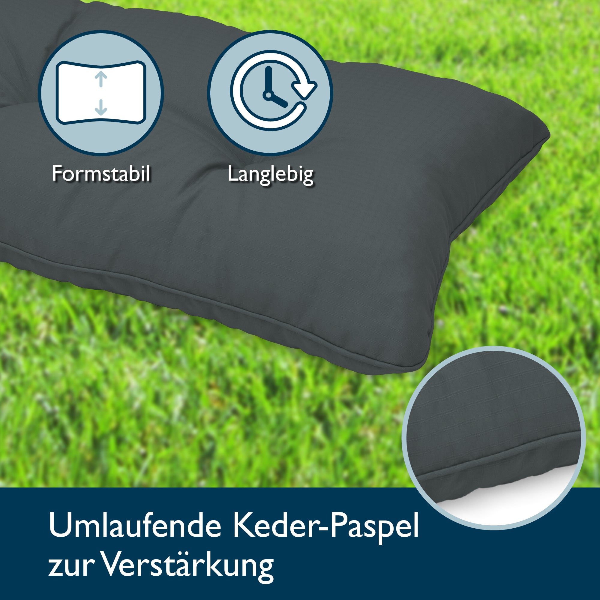 Beautissu Outdoor Lounge Rückenkissen & Sitzkissen 10/12 cm dick Anthr