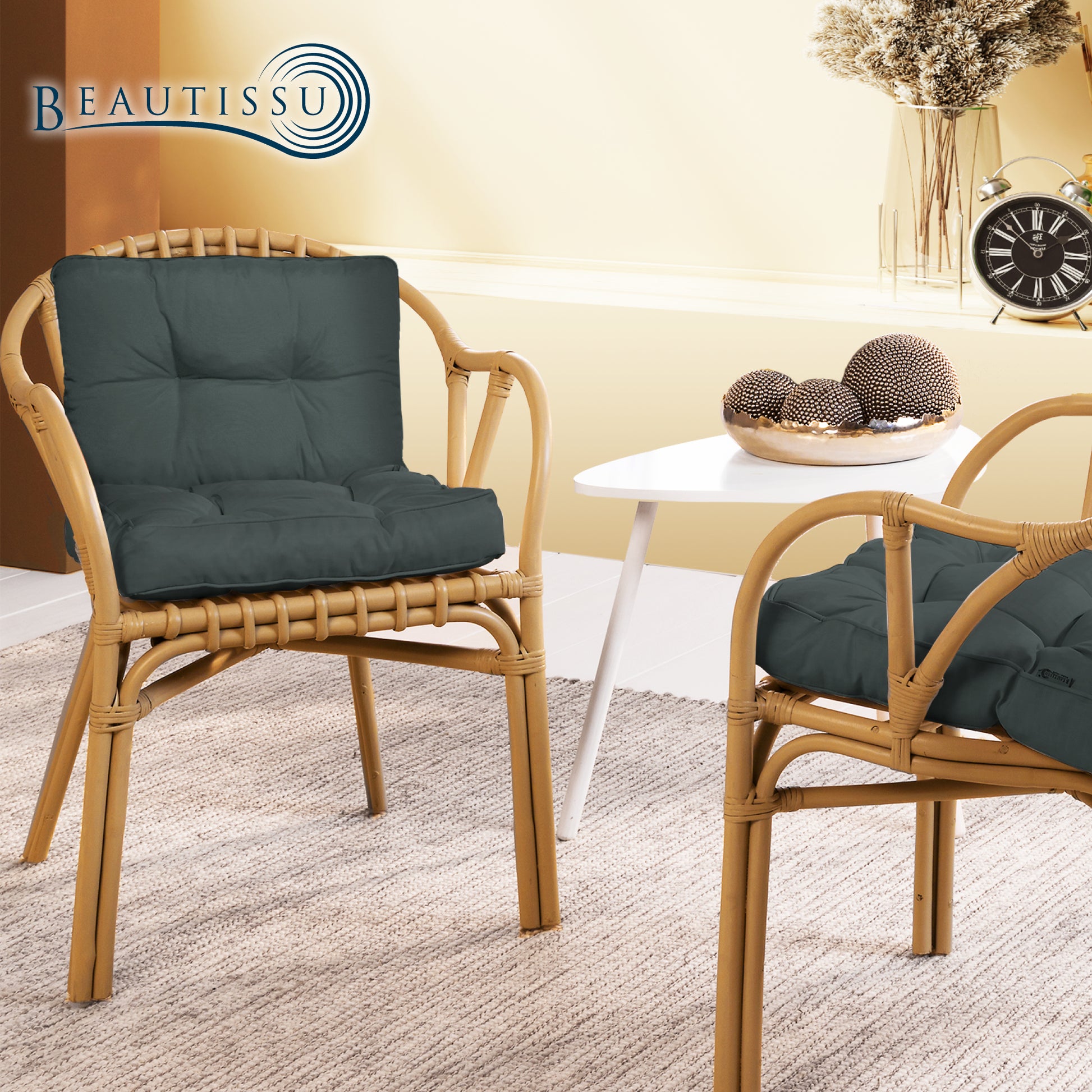 Beautissu Outdoor Lounge Rückenkissen & Sitzkissen 10/12 cm dick Anthr