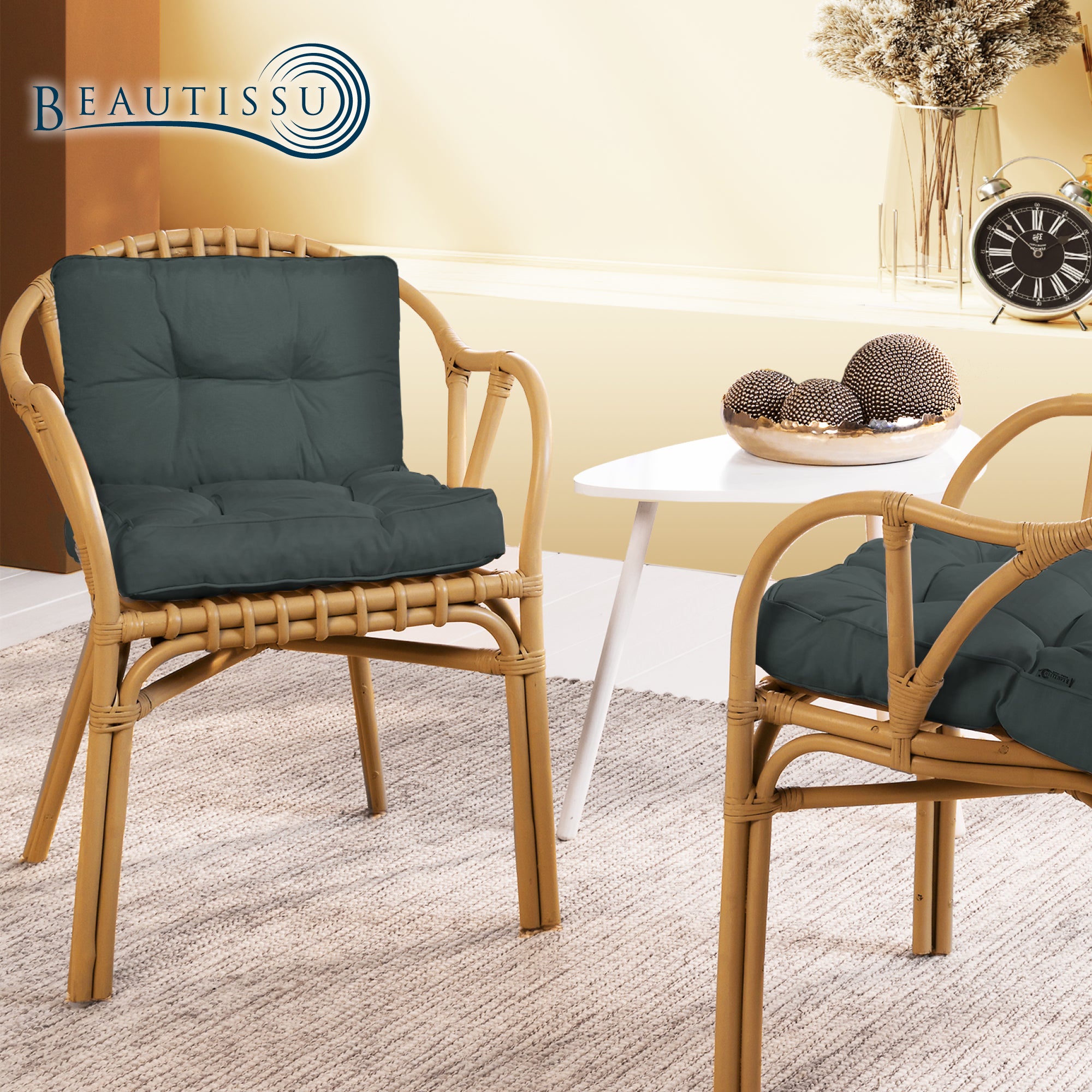 Beautissu Outdoor Lounge Rückenkissen & Sitzkissen 10/12 cm dick Anthr