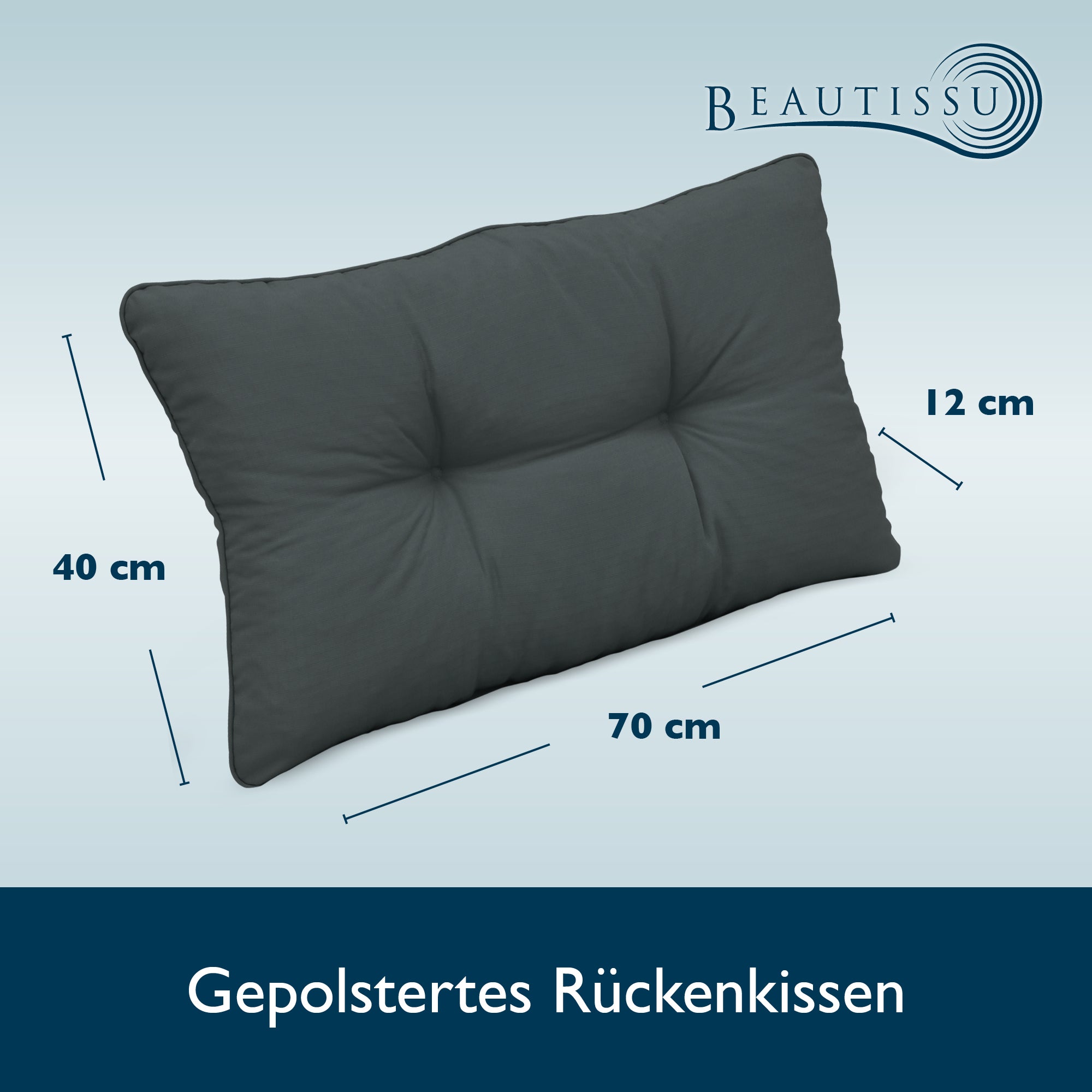 Beautissu Outdoor Lounge Rückenkissen & Sitzkissen 10/12 cm dick Anthr