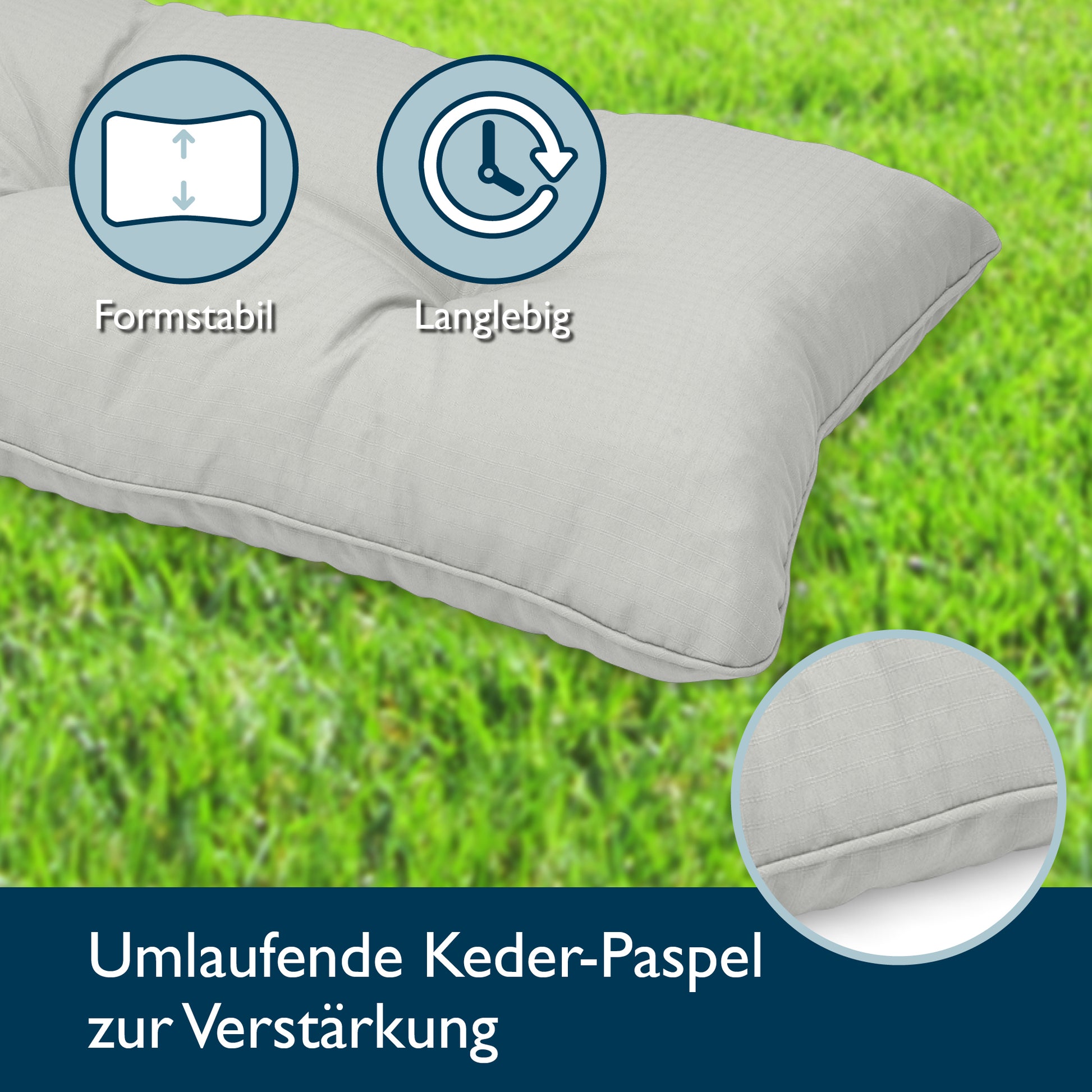 Beautissu Outdoor Lounge Rückenkissen & Sitzkissen 10/12 cm dick Hellg