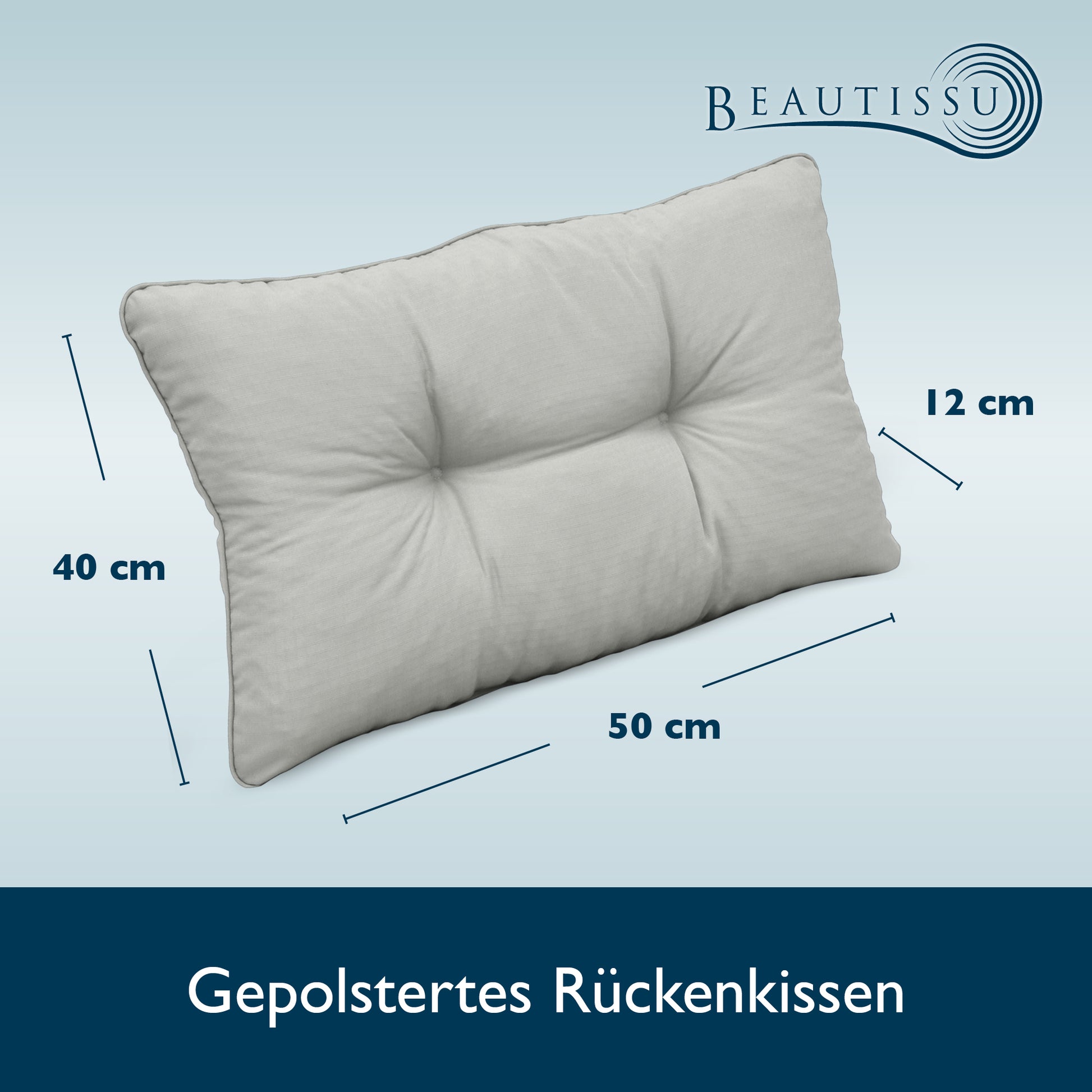 Beautissu Outdoor Lounge Rückenkissen & Sitzkissen 10/12 cm dick Hellg