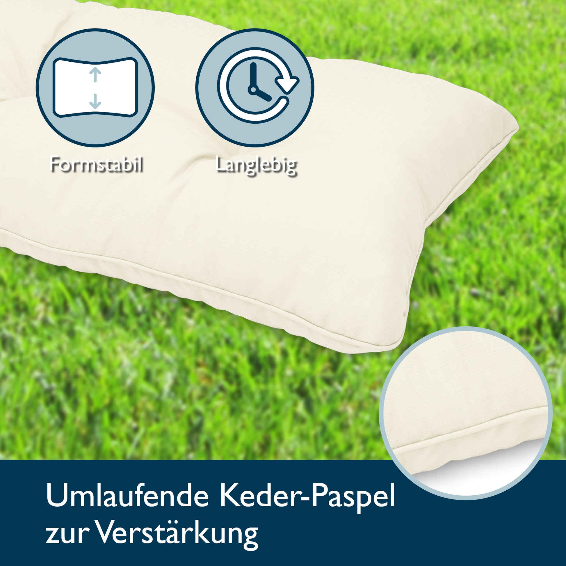 Beautissu Outdoor Lounge Rückenkissen & Sitzkissen 10/12 cm dick Natur