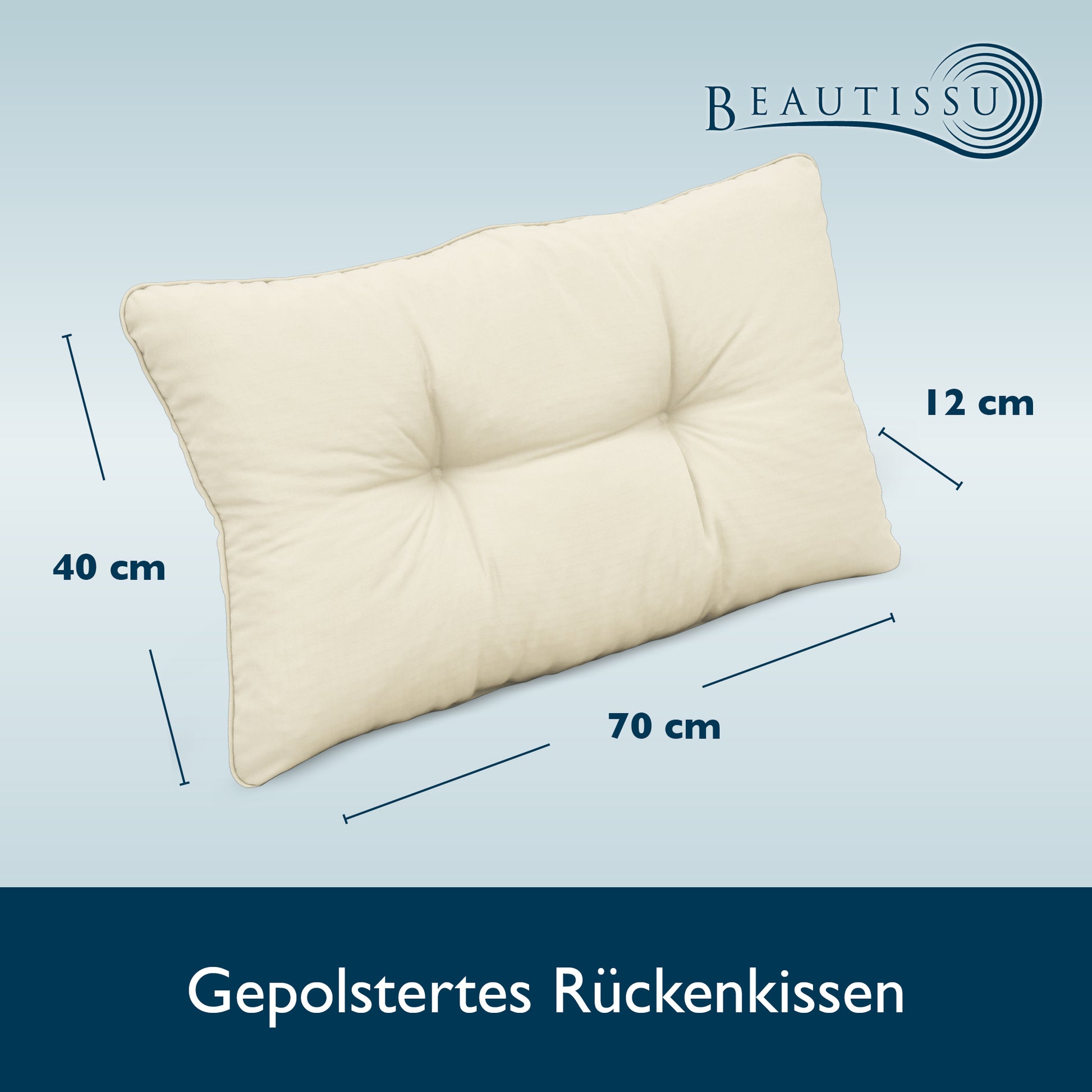 Beautissu Outdoor Lounge Rückenkissen & Sitzkissen 10/12 cm dick Natur