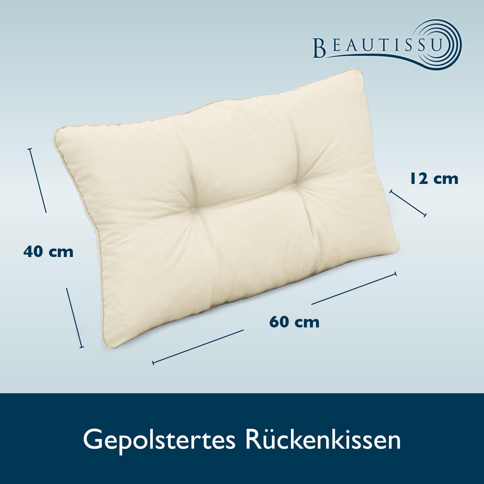 Beautissu Outdoor Lounge Rückenkissen & Sitzkissen 10/12 cm dick Natur