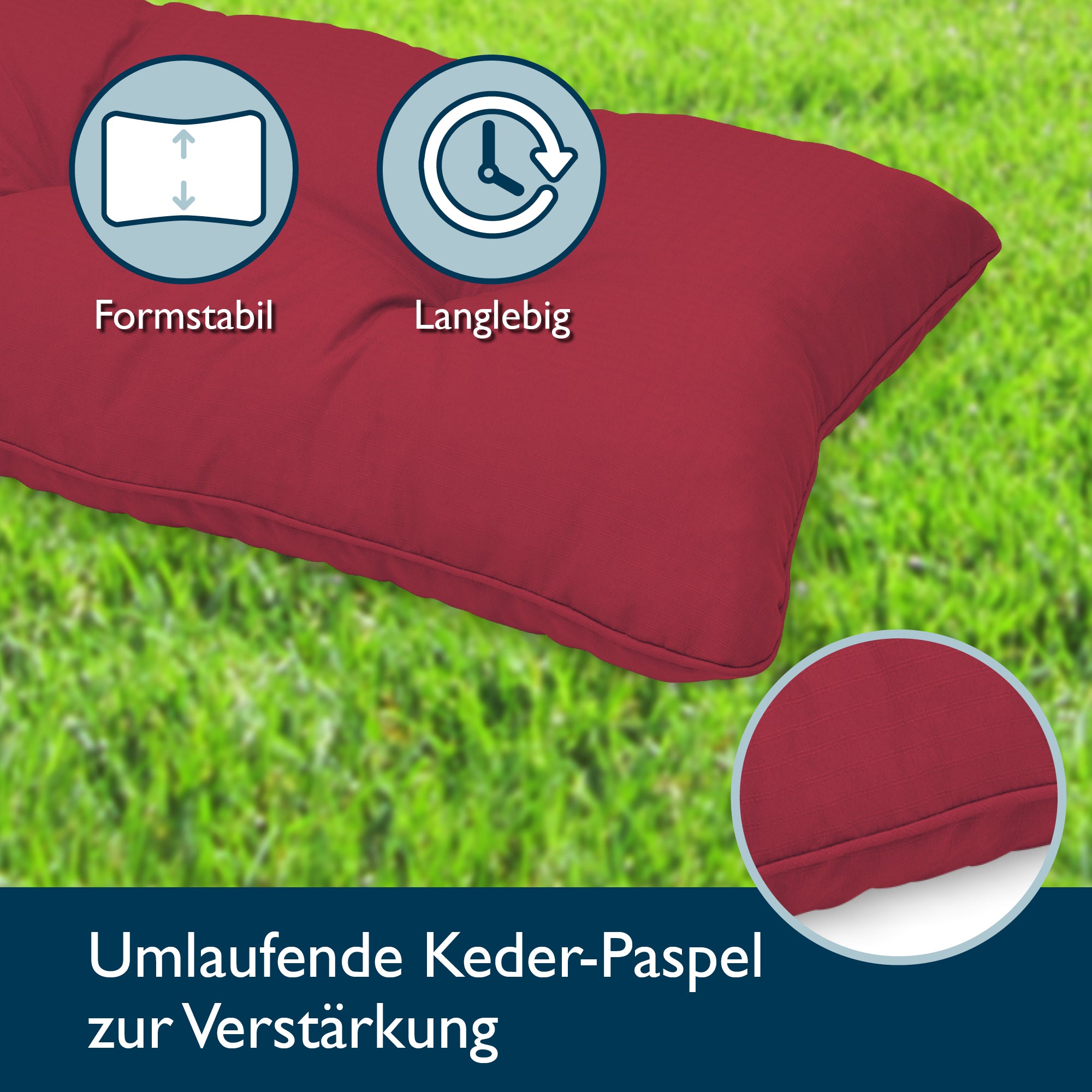 Beautissu Outdoor Lounge Rückenkissen & Sitzkissen 10/12 cm dick Rot –