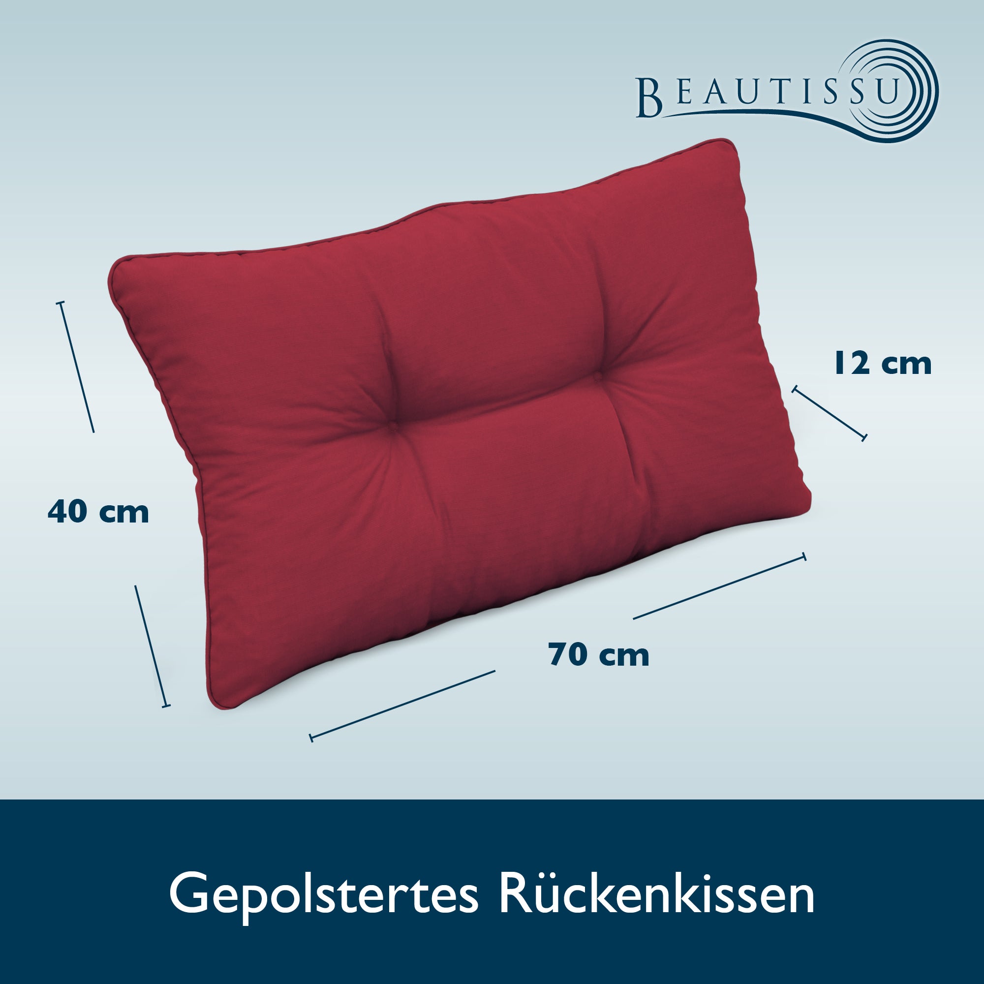 Beautissu Outdoor Lounge Rückenkissen & Sitzkissen 10/12 cm dick Rot –