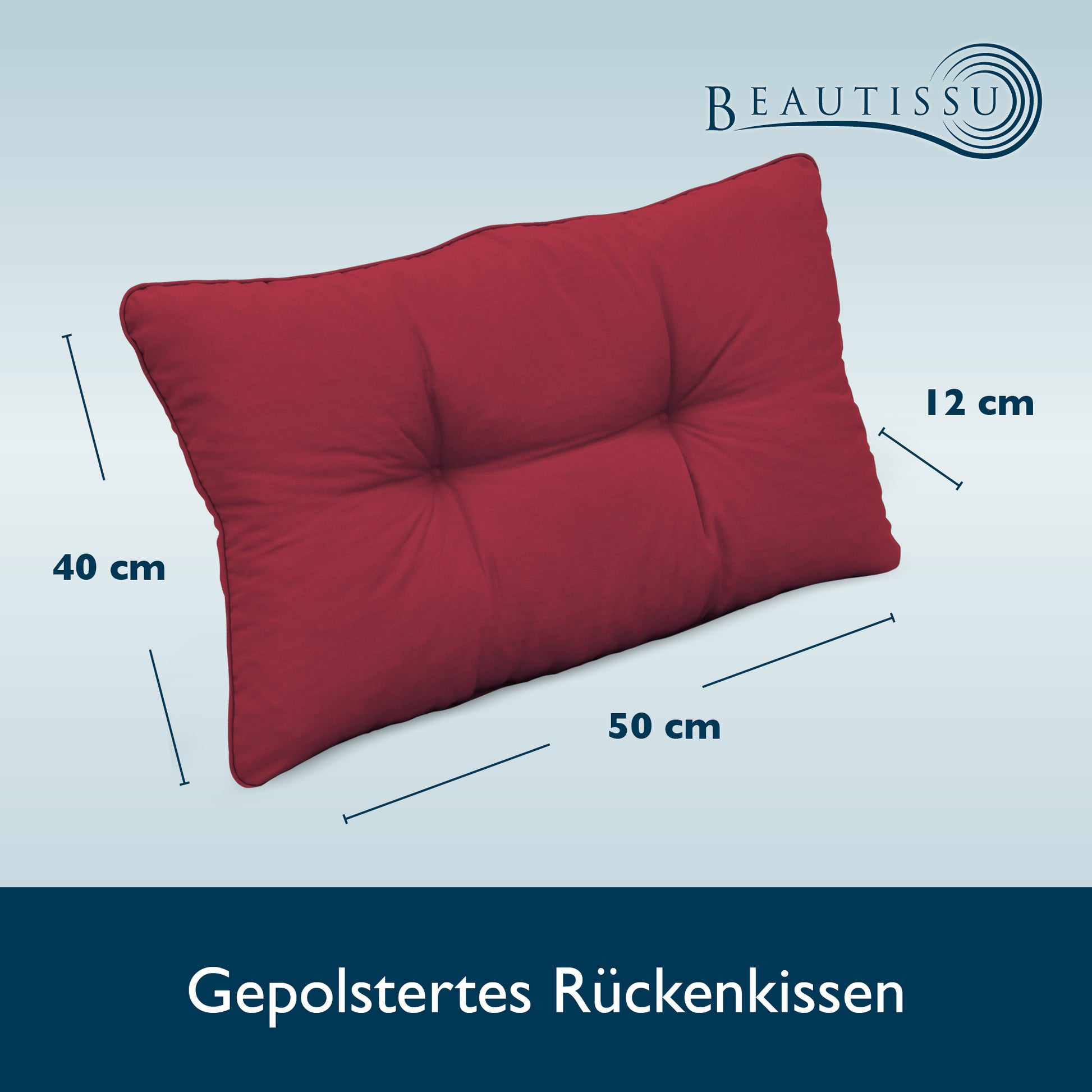 Beautissu Outdoor Lounge Rückenkissen & Sitzkissen 10/12 cm dick Rot –