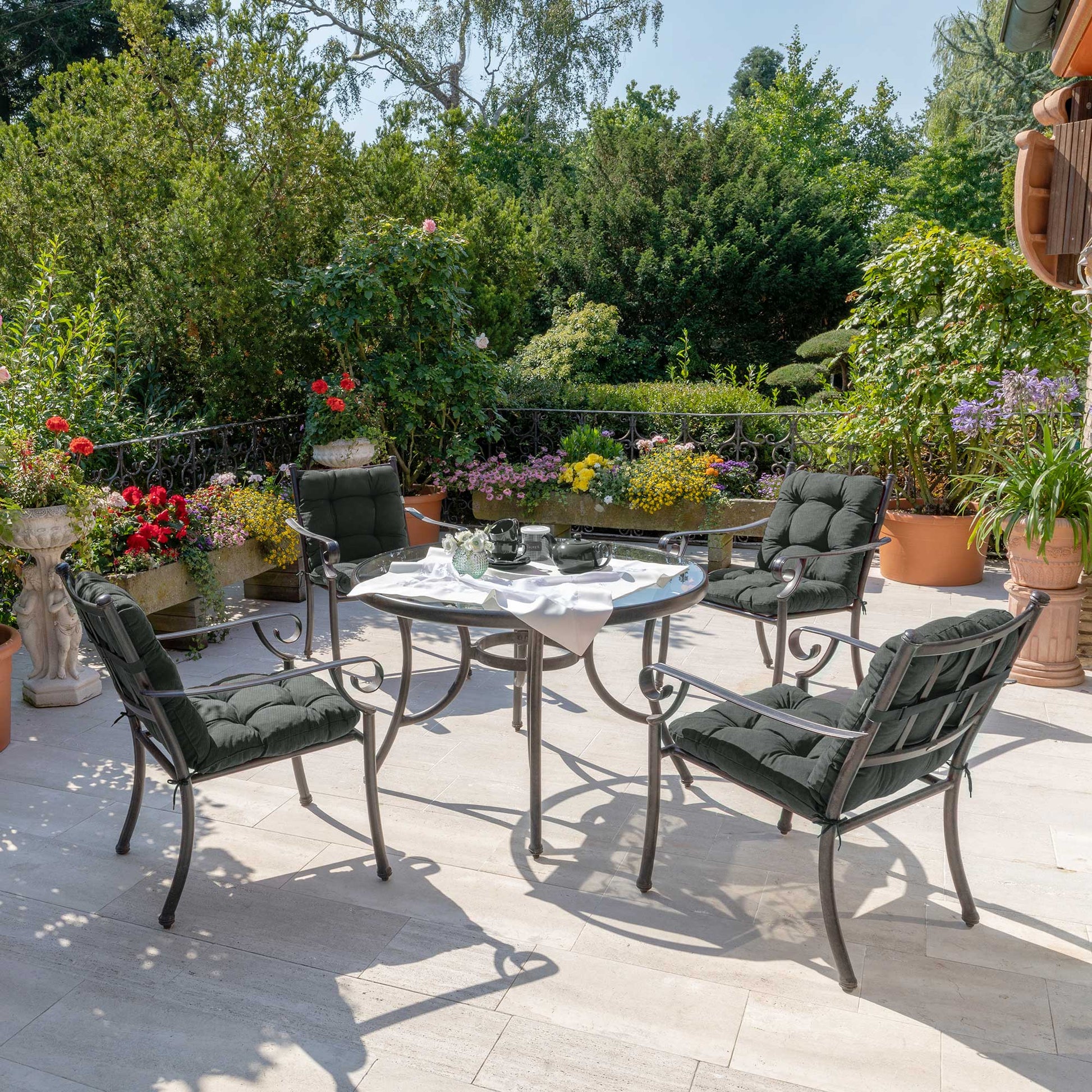 Beautissu Niederlehner Stuhlauflage 100x50x8 cm  – Gartenstuhl Sitzkis