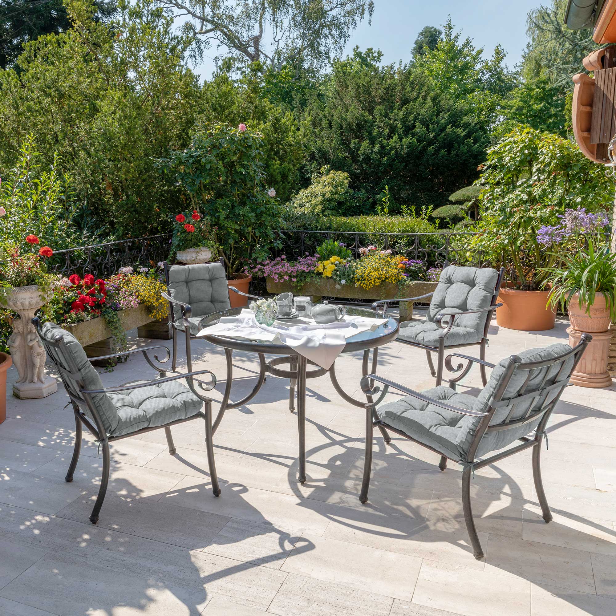 Beautissu Niederlehner Stuhlauflage 100x50x8 cm  – Gartenstuhl Sitzkis