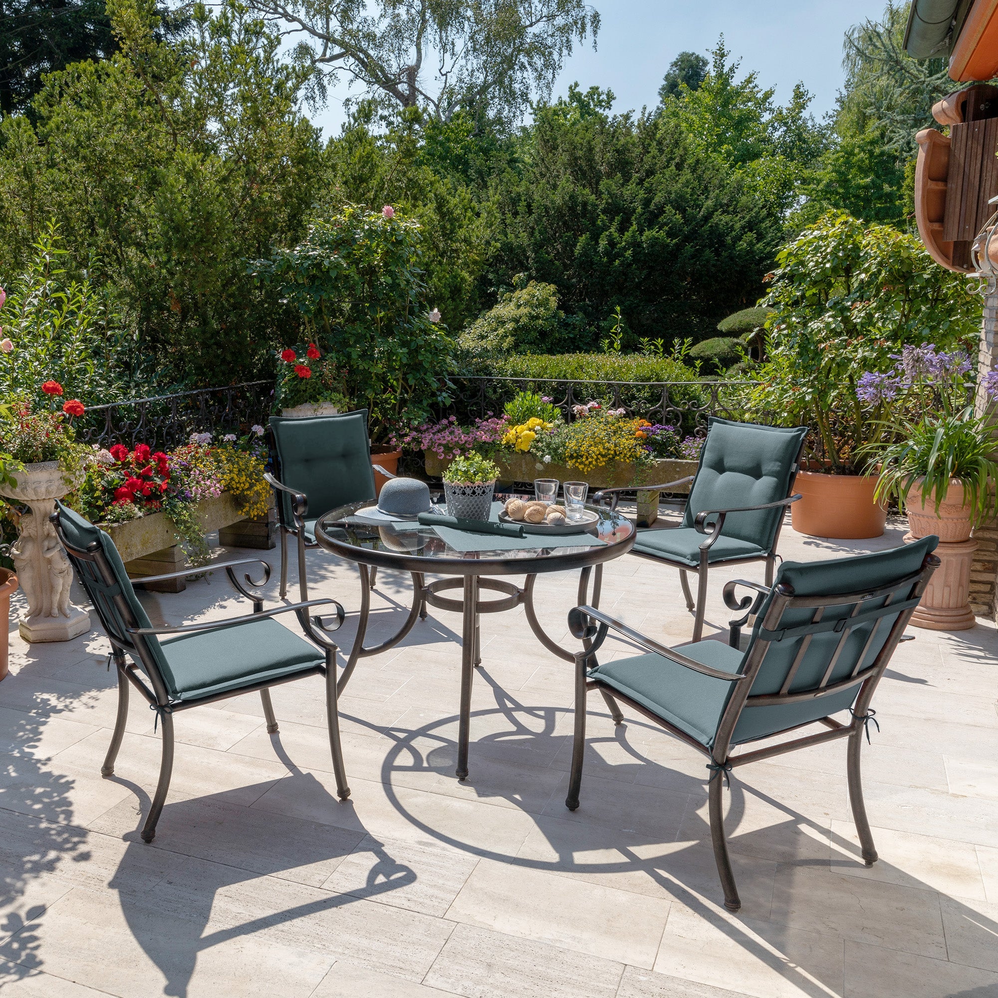 Beautissu Niederlehner Auflage Loft NL Gartenstuhl Sitzkissen 6 cm Polsterung UV-beständig robust