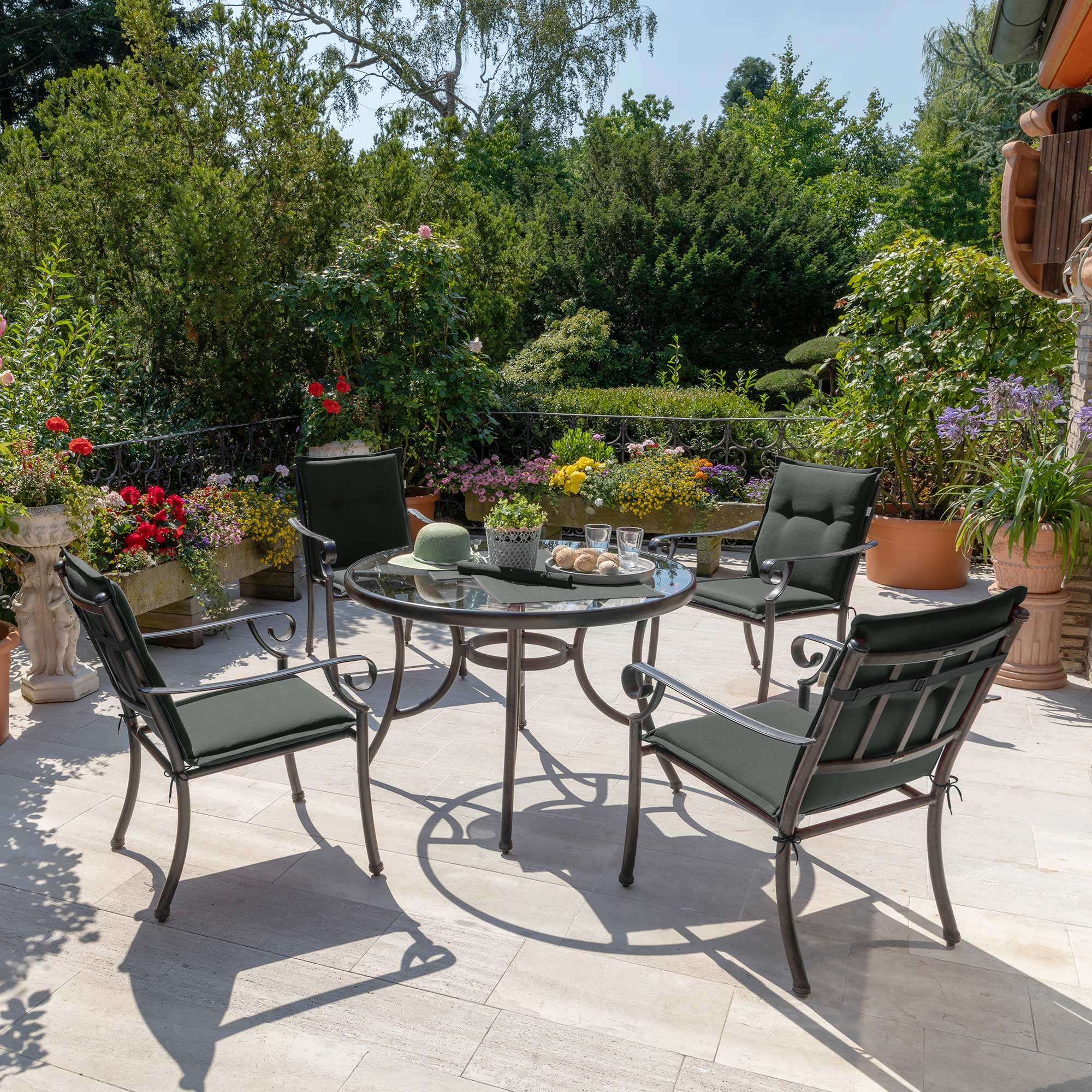 Beautissu Niederlehner Stuhlauflage 100x50x6 cm  – Gartenstuhl Sitzkis