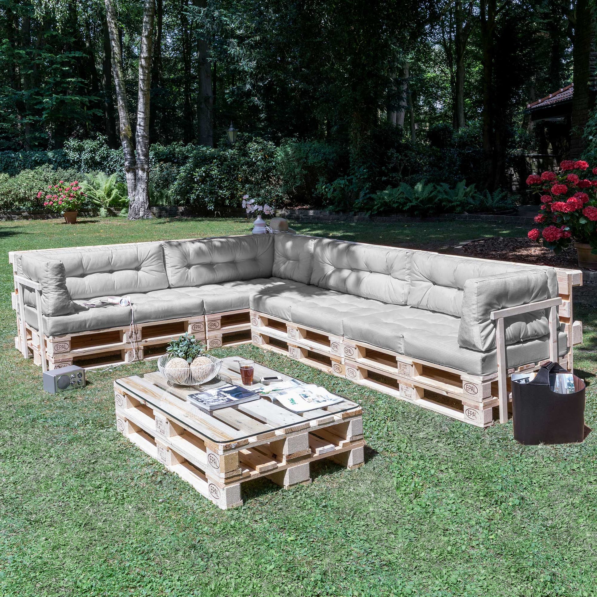 Beautissu Outdoor Palettenkissen Rücken-, Sitz- & Seitenkissen für Eur