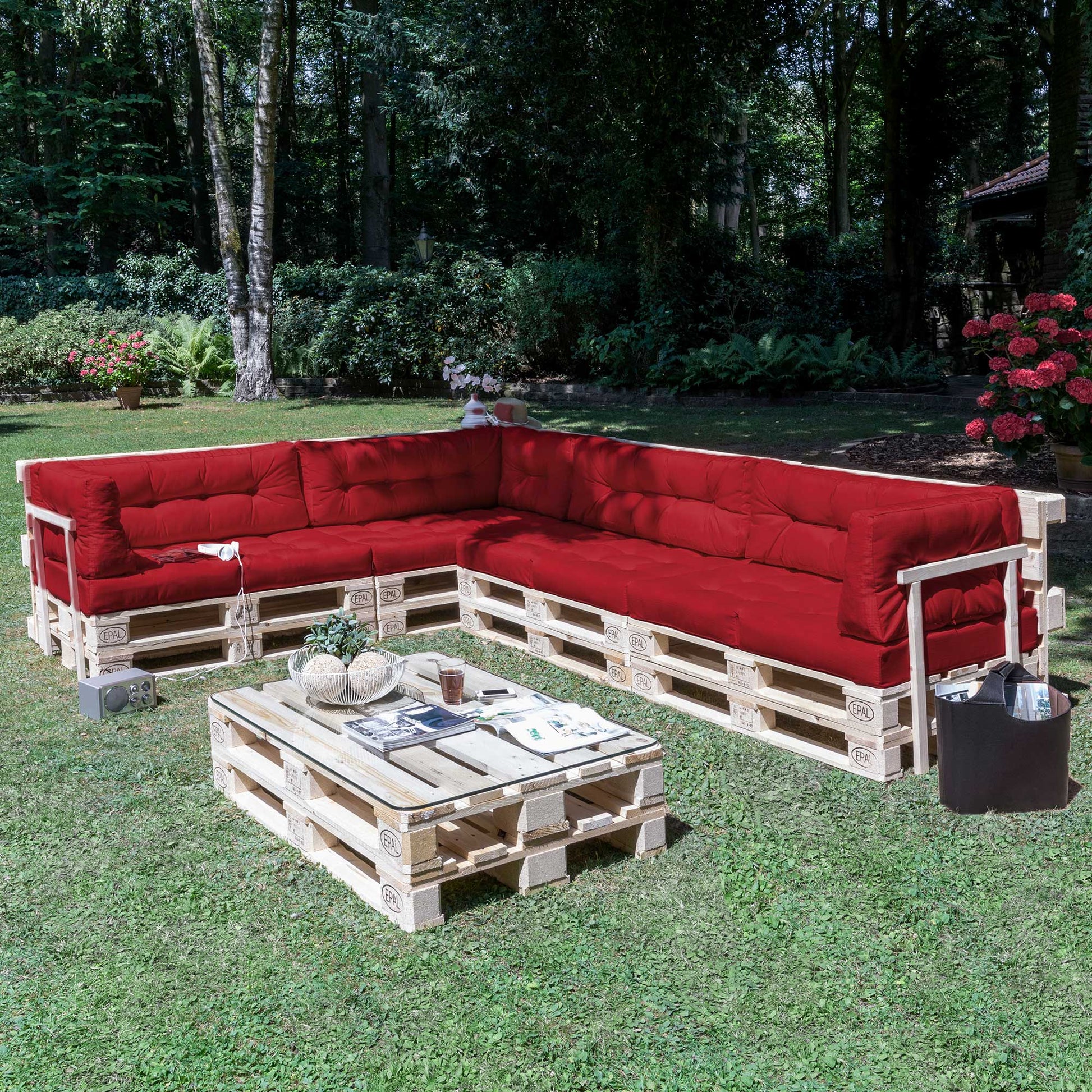 Beautissu Outdoor Palettenkissen Rücken-, Sitz- & Seitenkissen für Eur