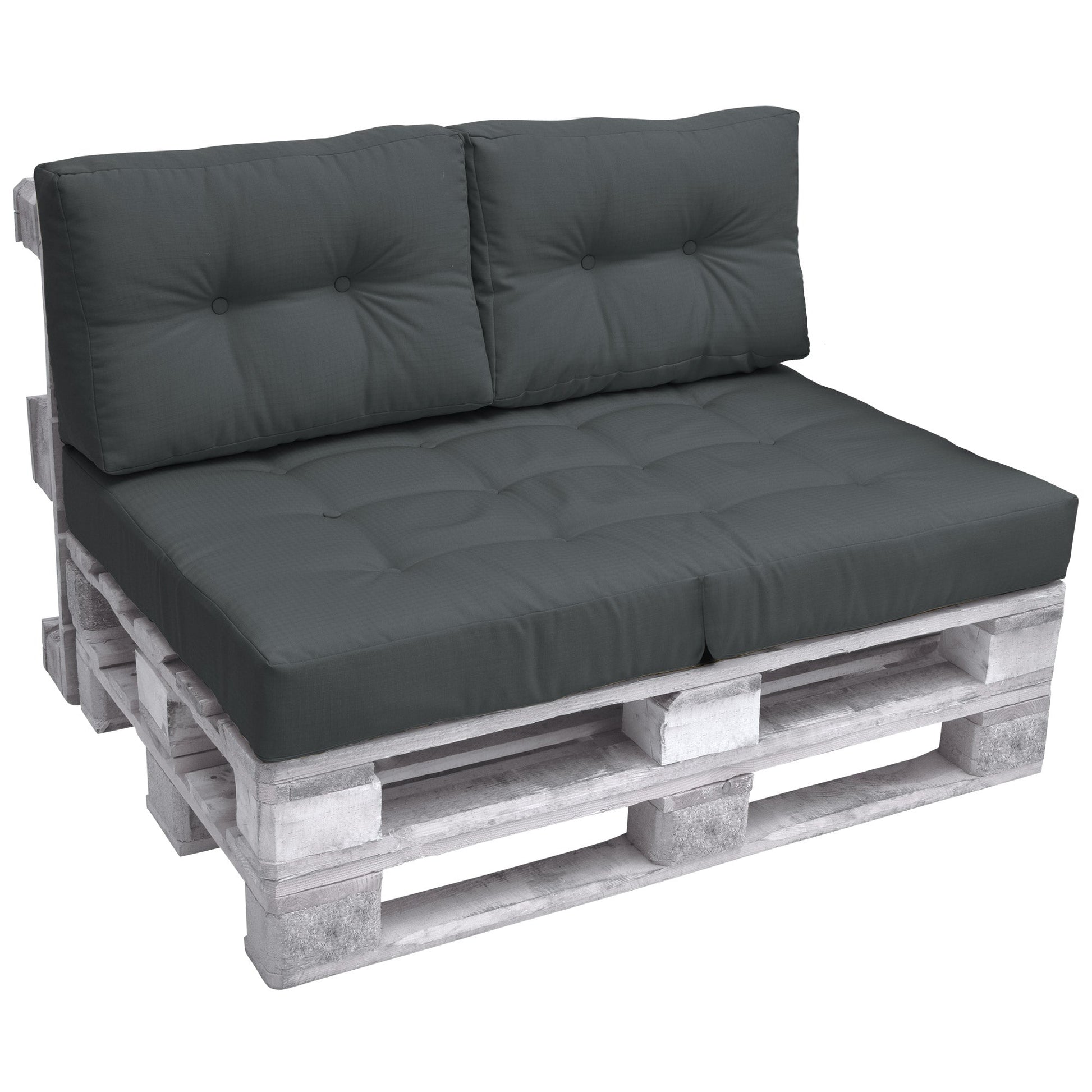 Outdoor Palettenkissen Set mit 2 Rückenkissen und 1 Sitzkissen für Europaletten in modernem Design