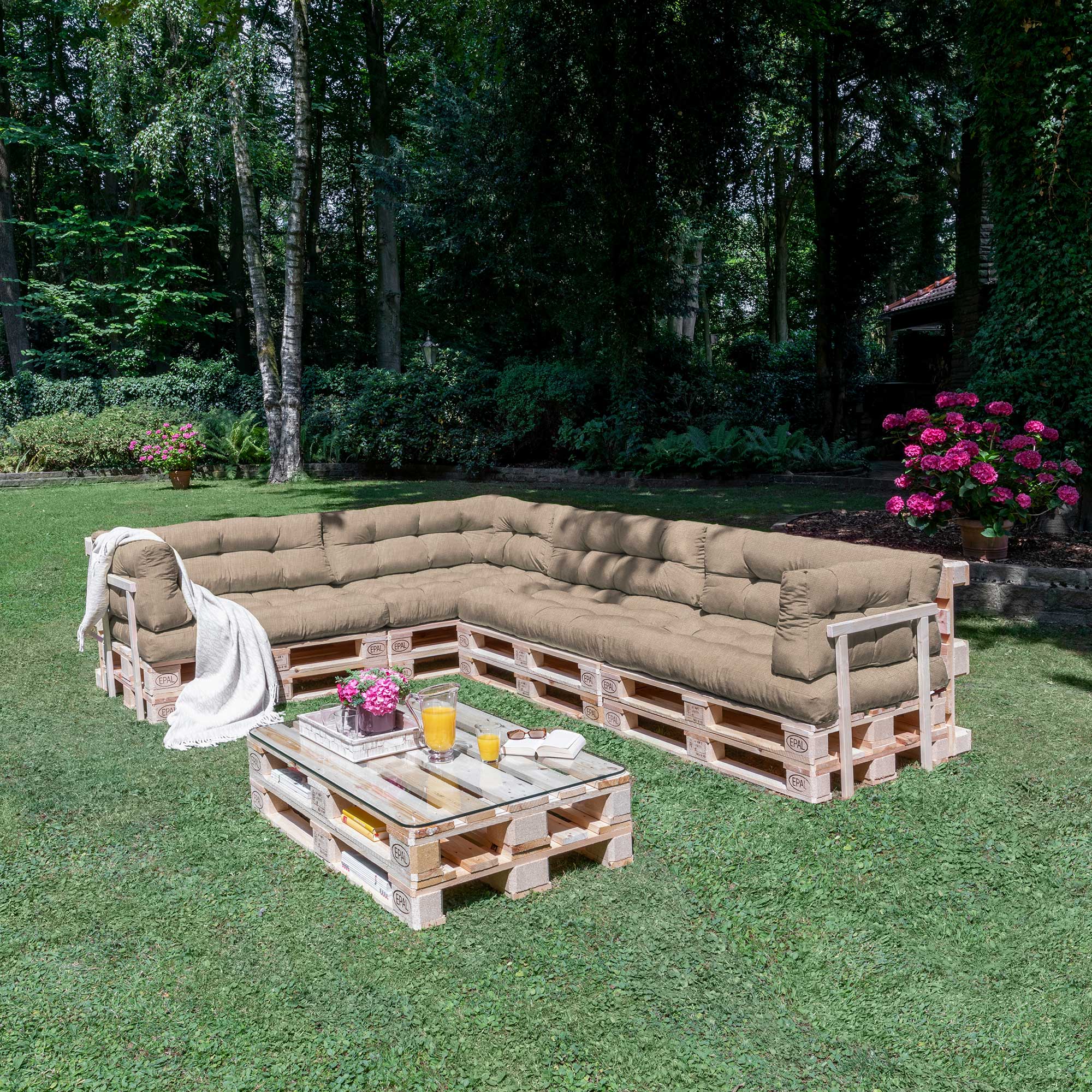 Beautissu Outdoor Palettenkissen Rücken-, Sitz- & Seitenkissen für Eur