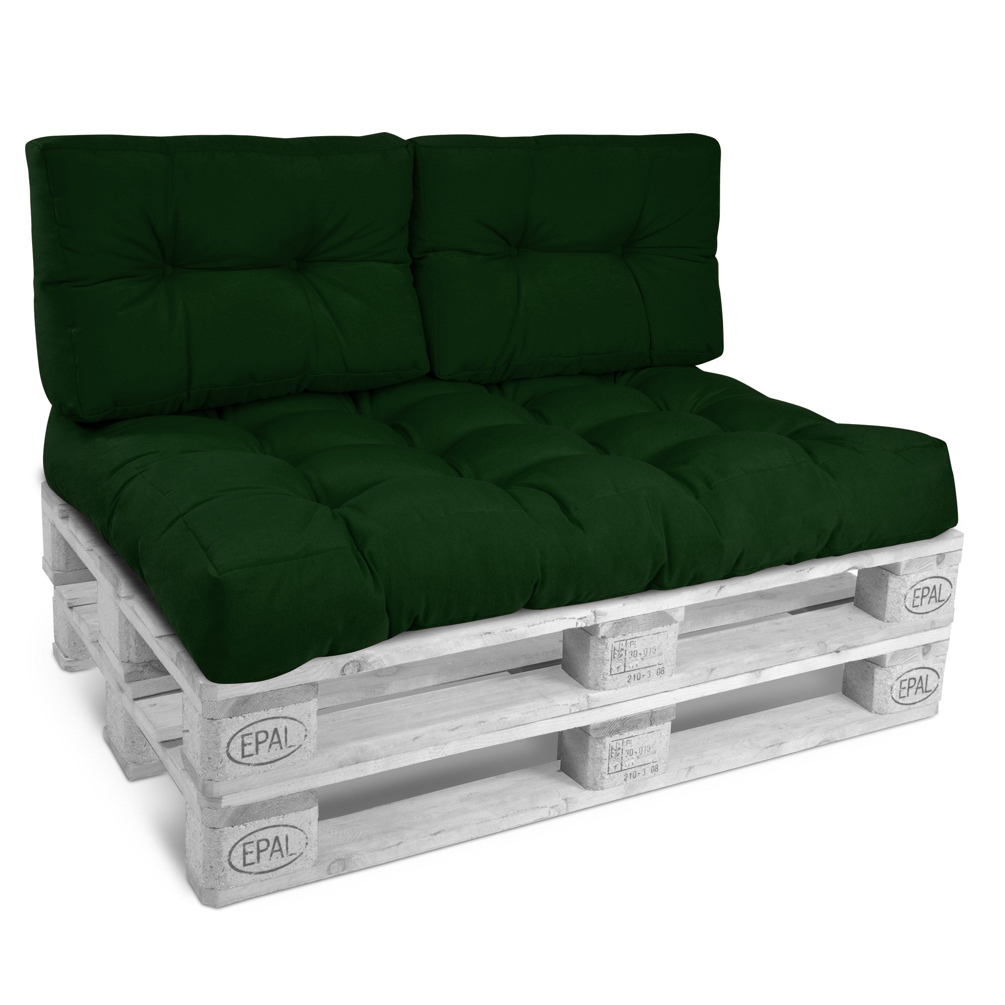 Outdoor Palettenkissen Set mit 2 Rückenkissen und 1 Sitzkissen für Europaletten in modernem Design